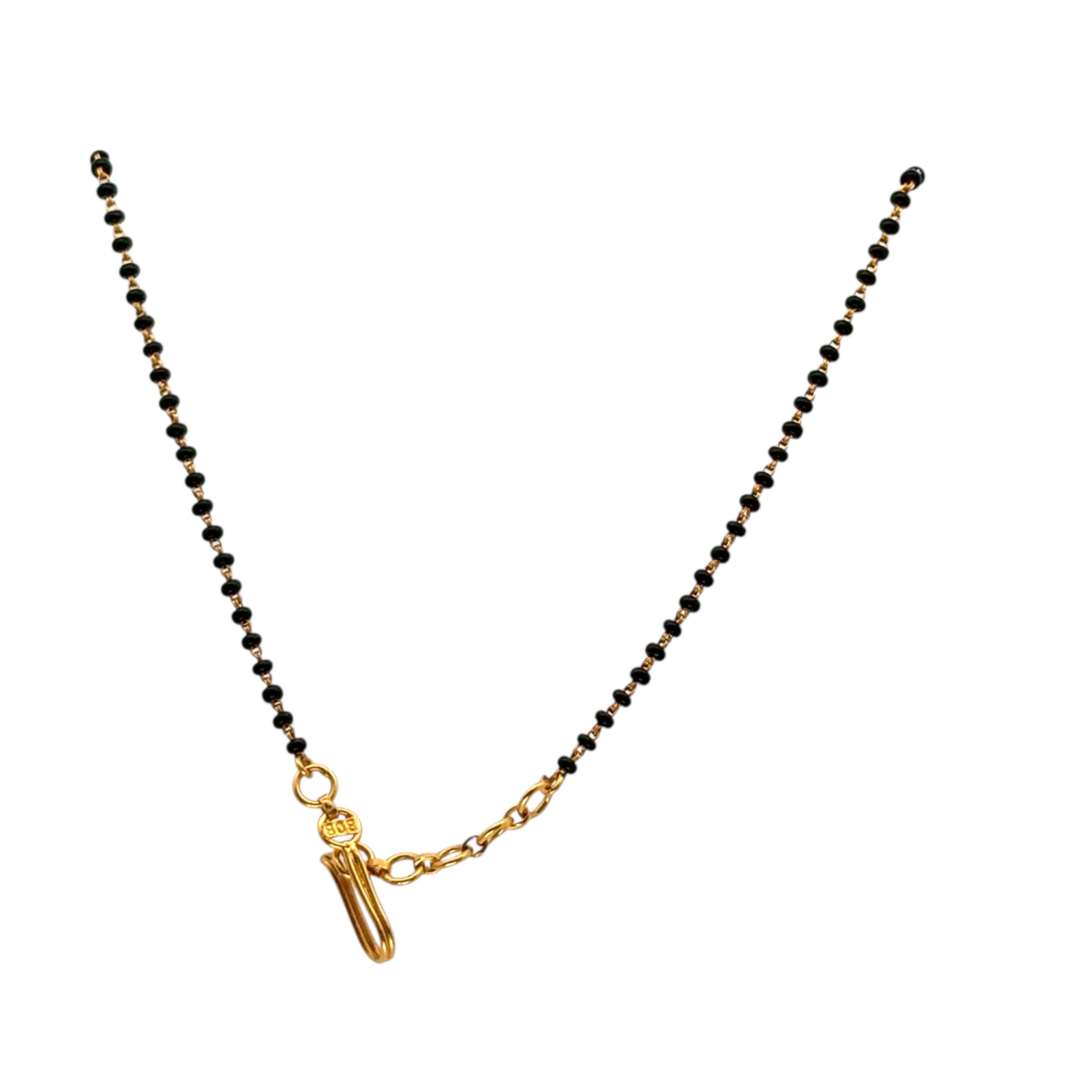 Indische 22 Karat Gelbgold Halskette mit abnehmbarem goldenem Anhänger, schwarze Perle und abnehmbarem Anhänger im Angebot 2
