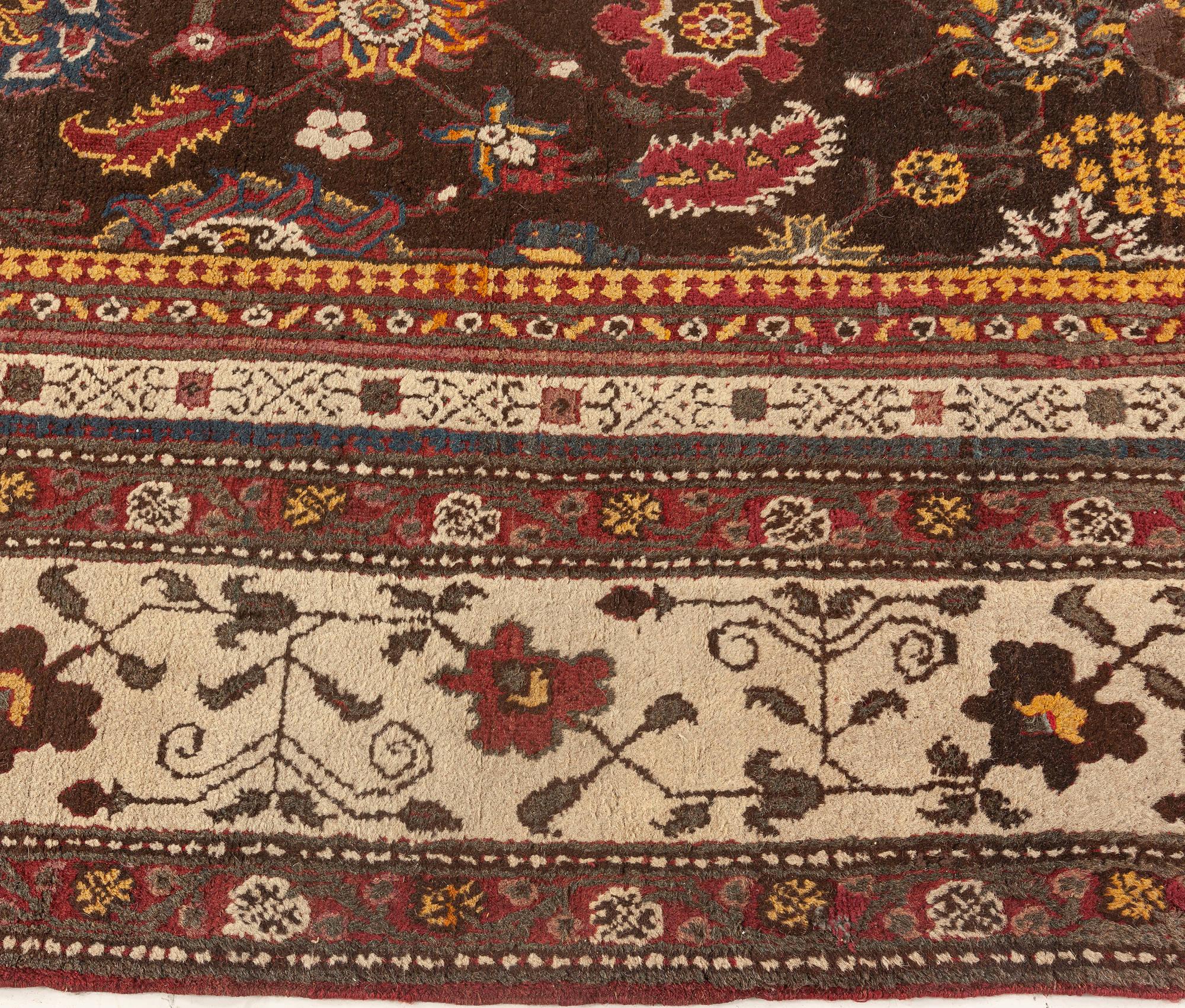 Vintage Indian Agra Handmade Wool Carpet For Sale 2