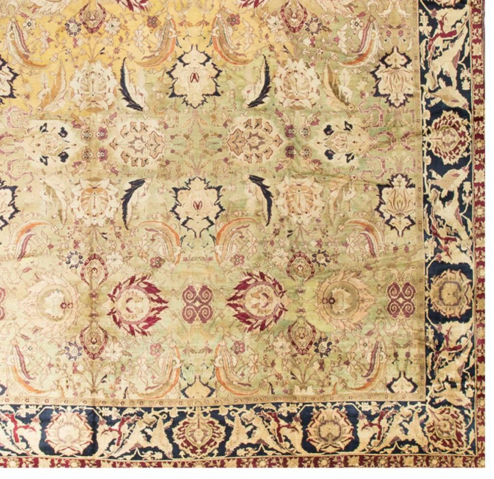 Hand-Knotted Vintage Indian Agra Rug circa 1940 13'7 x 17'1 For Sale