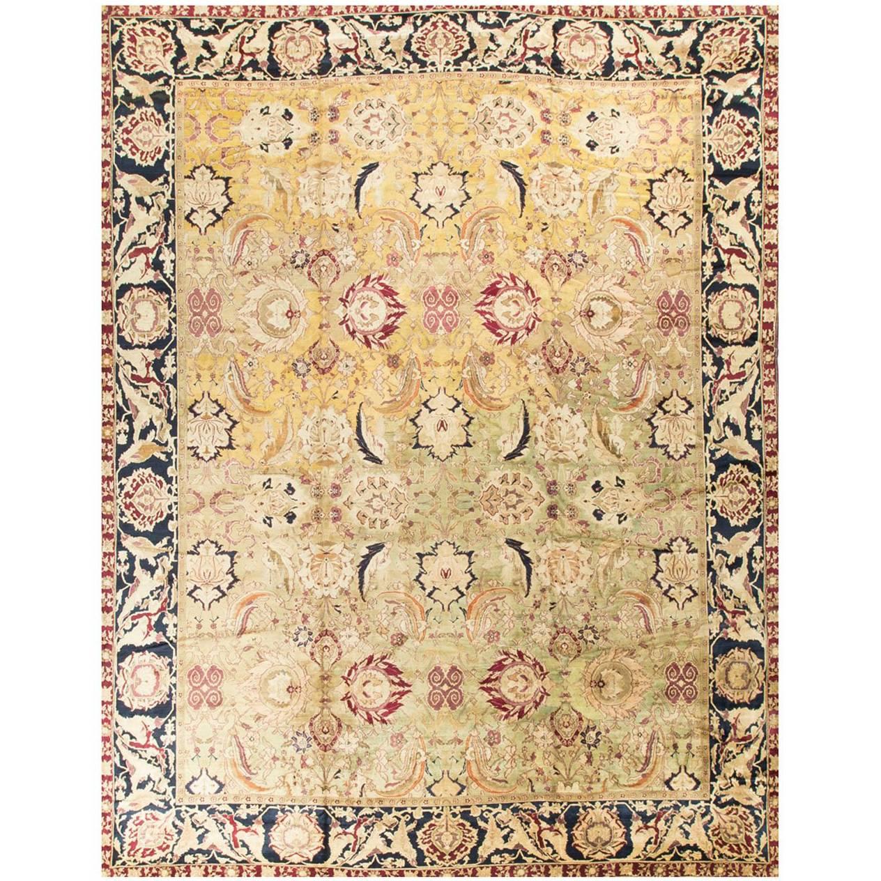 Vintage Indian Agra Rug circa 1940 13'7 x 17'1 For Sale