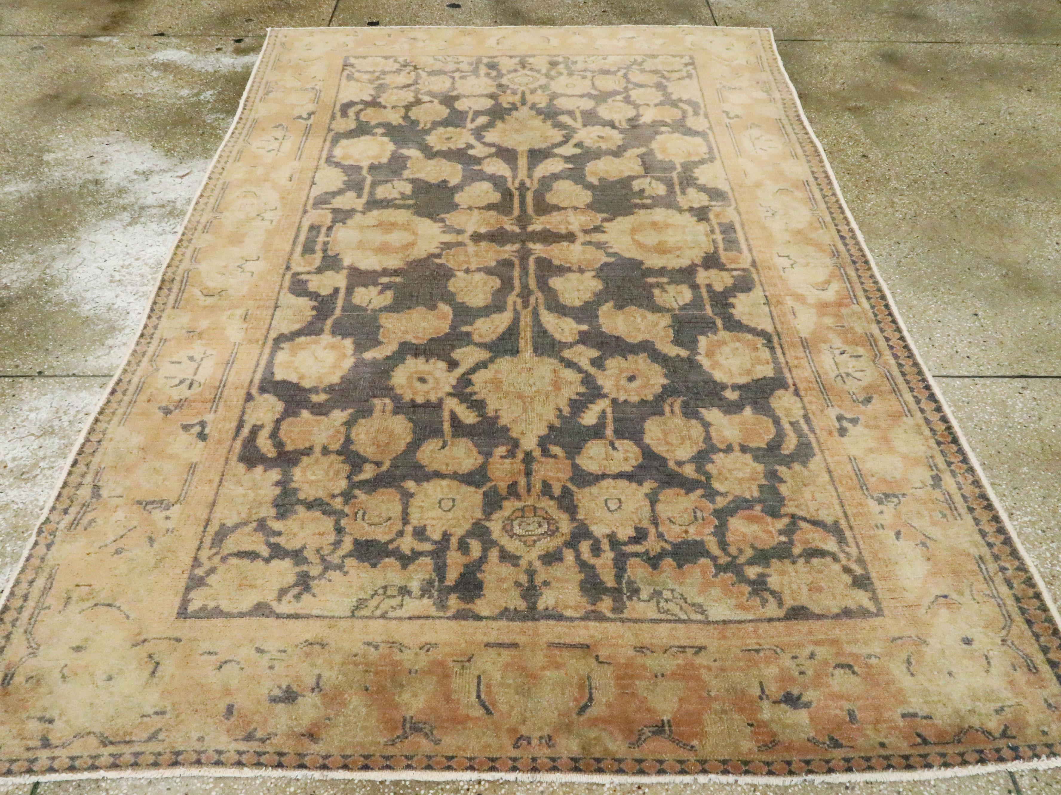 Hand-Knotted Vintage Indian Agra Rug For Sale