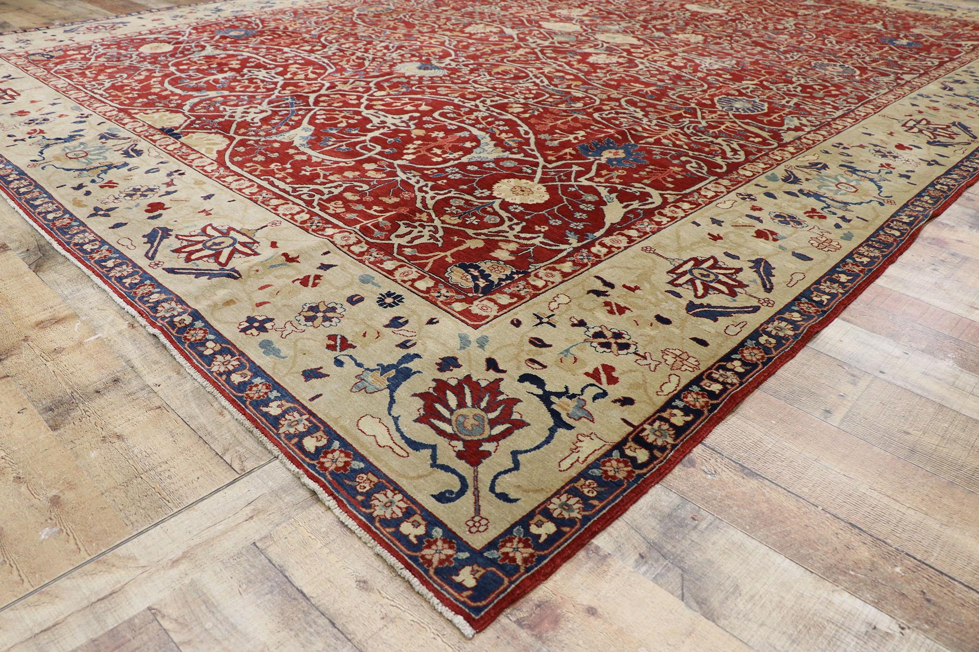 20th Century Vintage Indian Agra Rug with Modern Jacobean Style For Sale