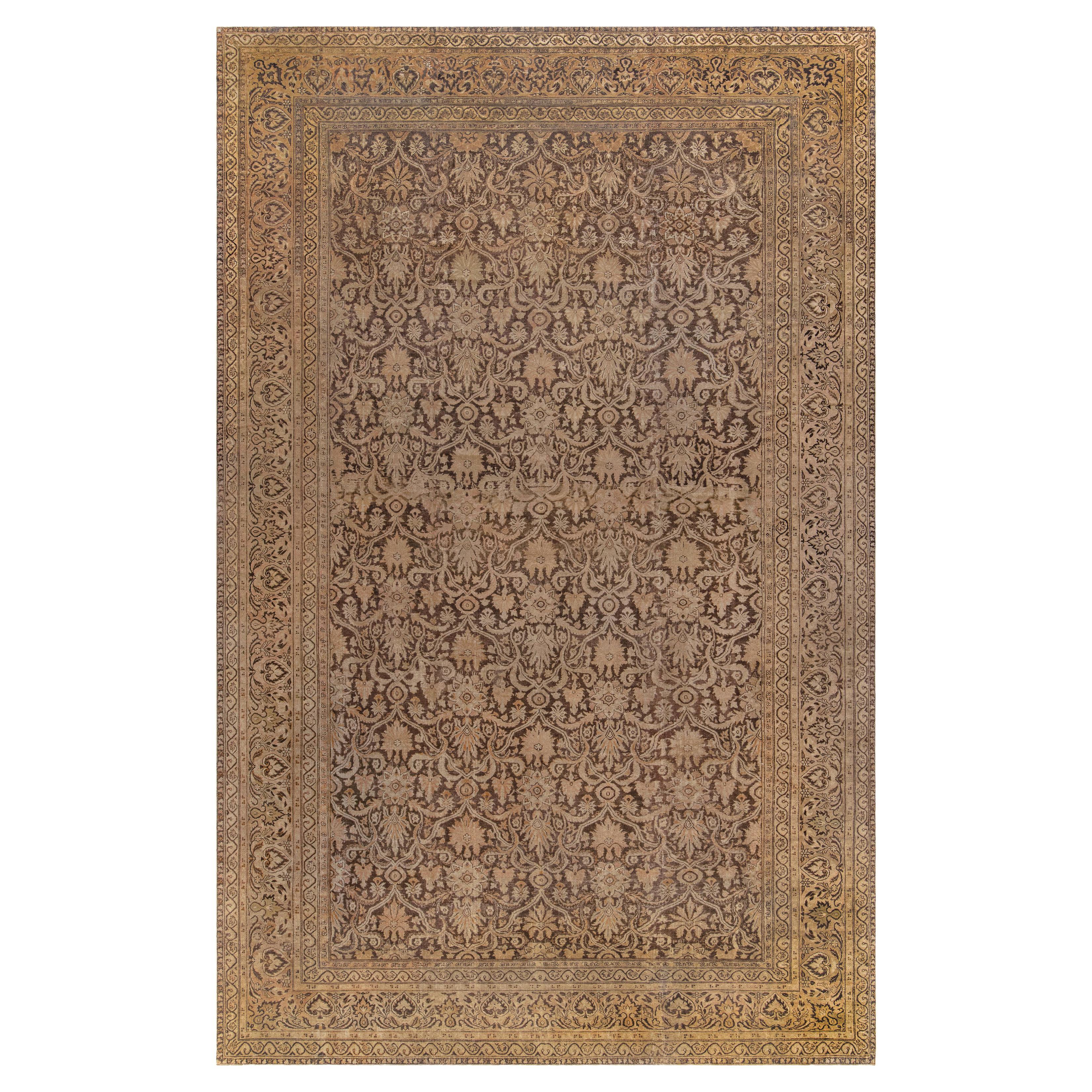 Vintage Indian Amritsar Botanic Handmade Wool Rug For Sale