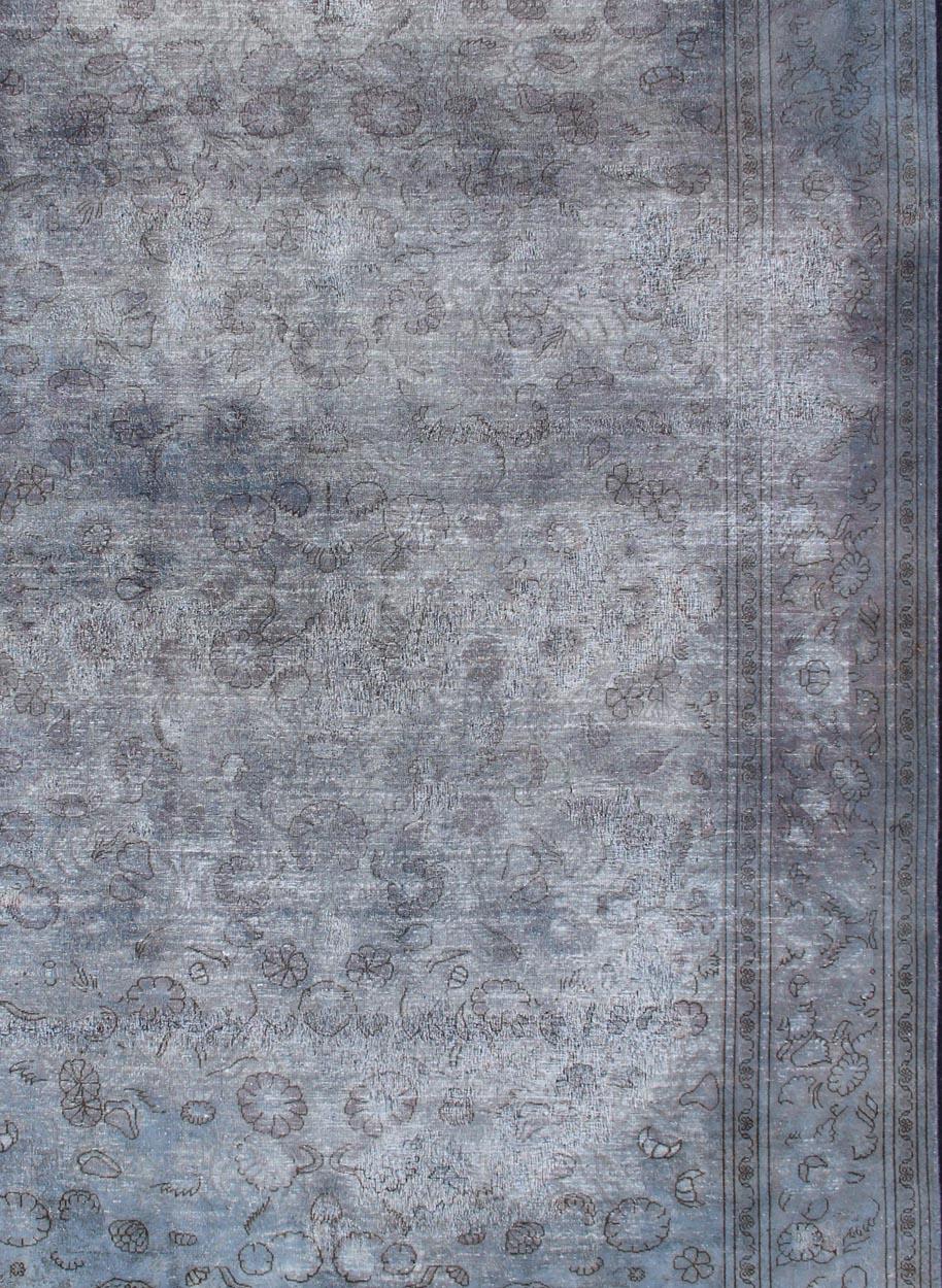 Hand-Knotted Vintage Indian Amritsar Rug in Gray Tones and Brown Highlights by Keivan Woven A For Sale