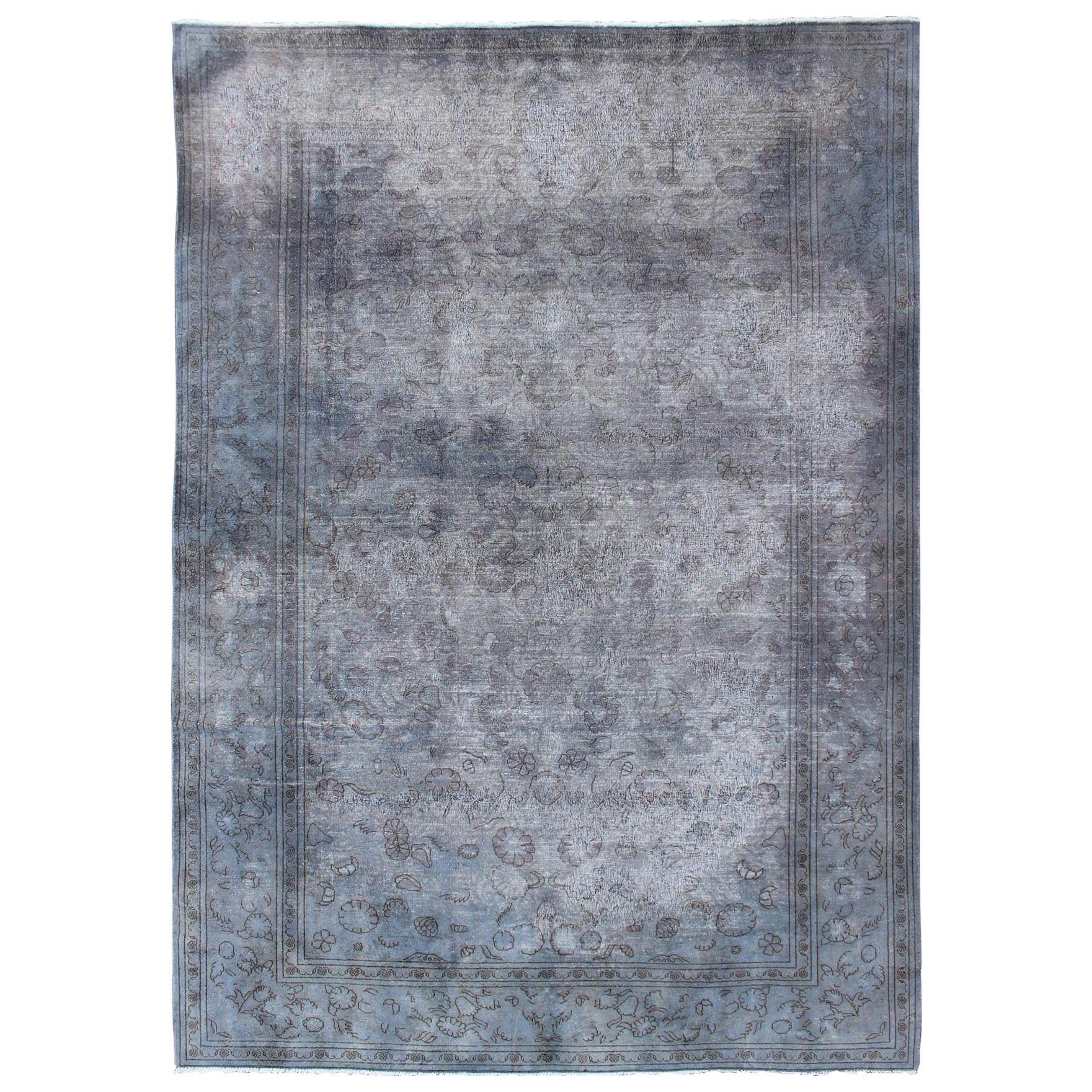 Vintage Indian Amritsar Rug in Gray Tones and Brown Highlights by Keivan Woven A