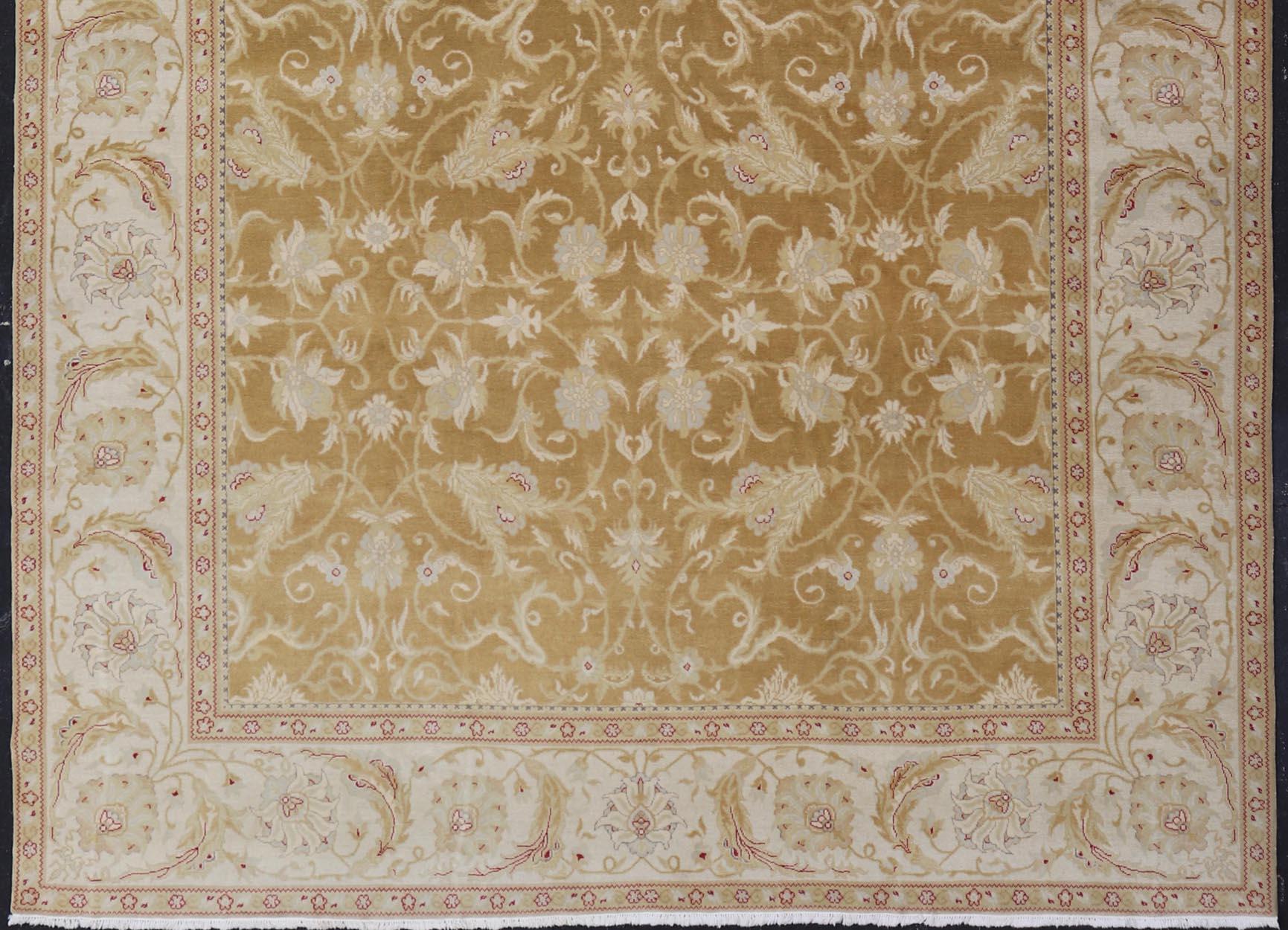 Hand-Knotted Vintage Indian Amritsar Rug with All-Over Floral Design For Sale