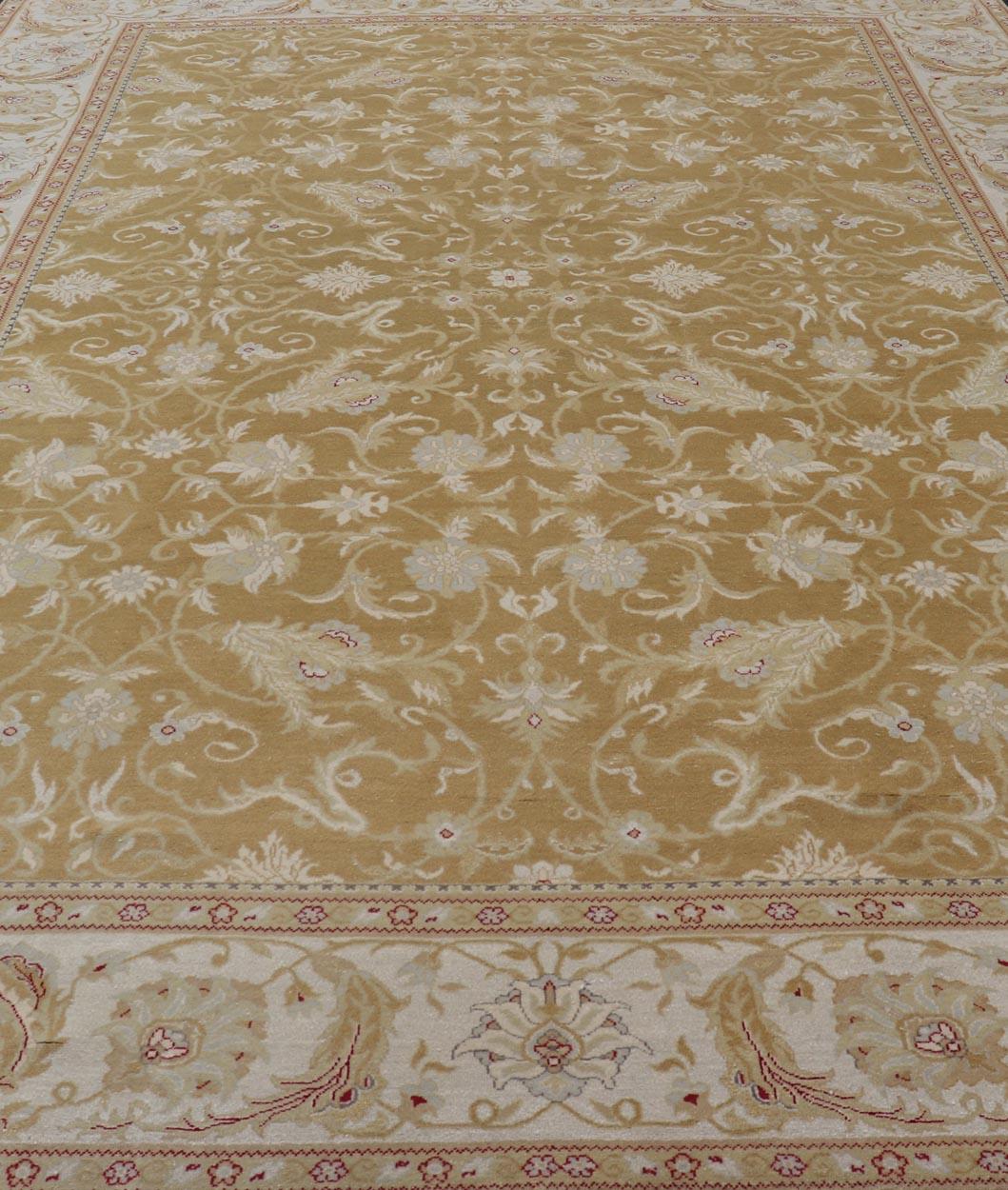 Vintage Indian Amritsar Rug with All-Over Floral Design In Good Condition For Sale In Atlanta, GA