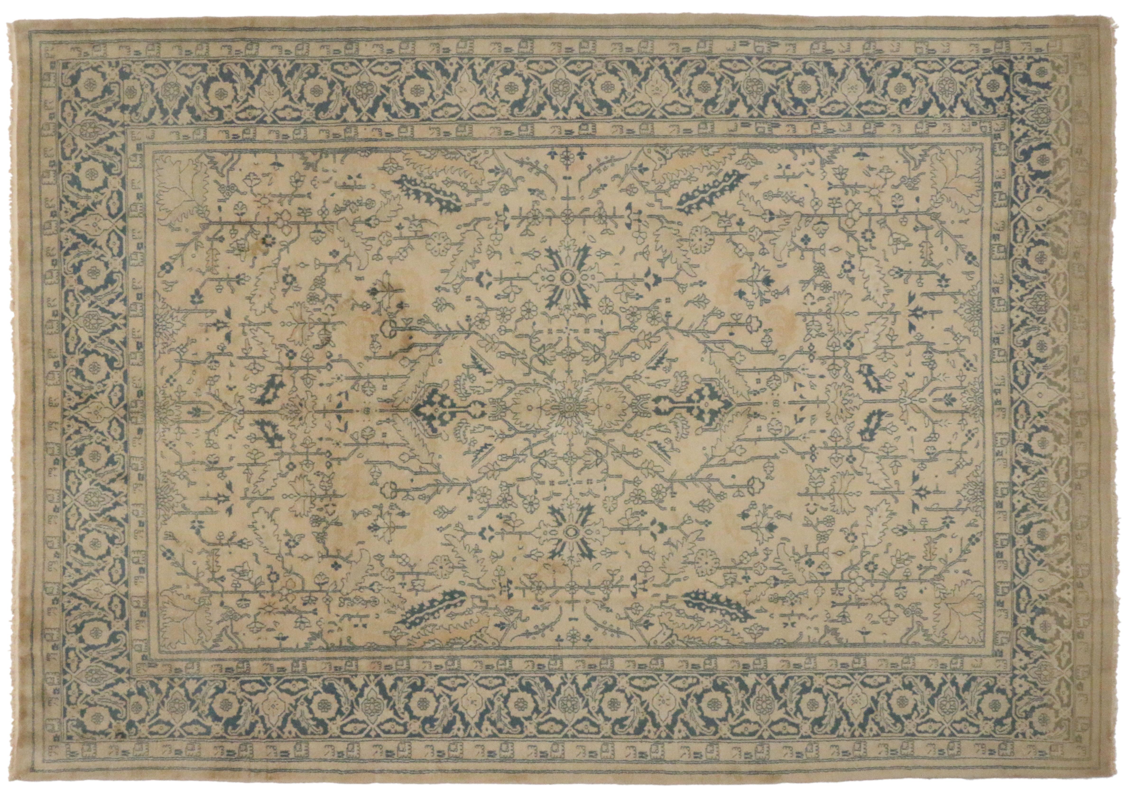 Noué à la main Tapis indien vintage de style colonial et géorgien britannique
