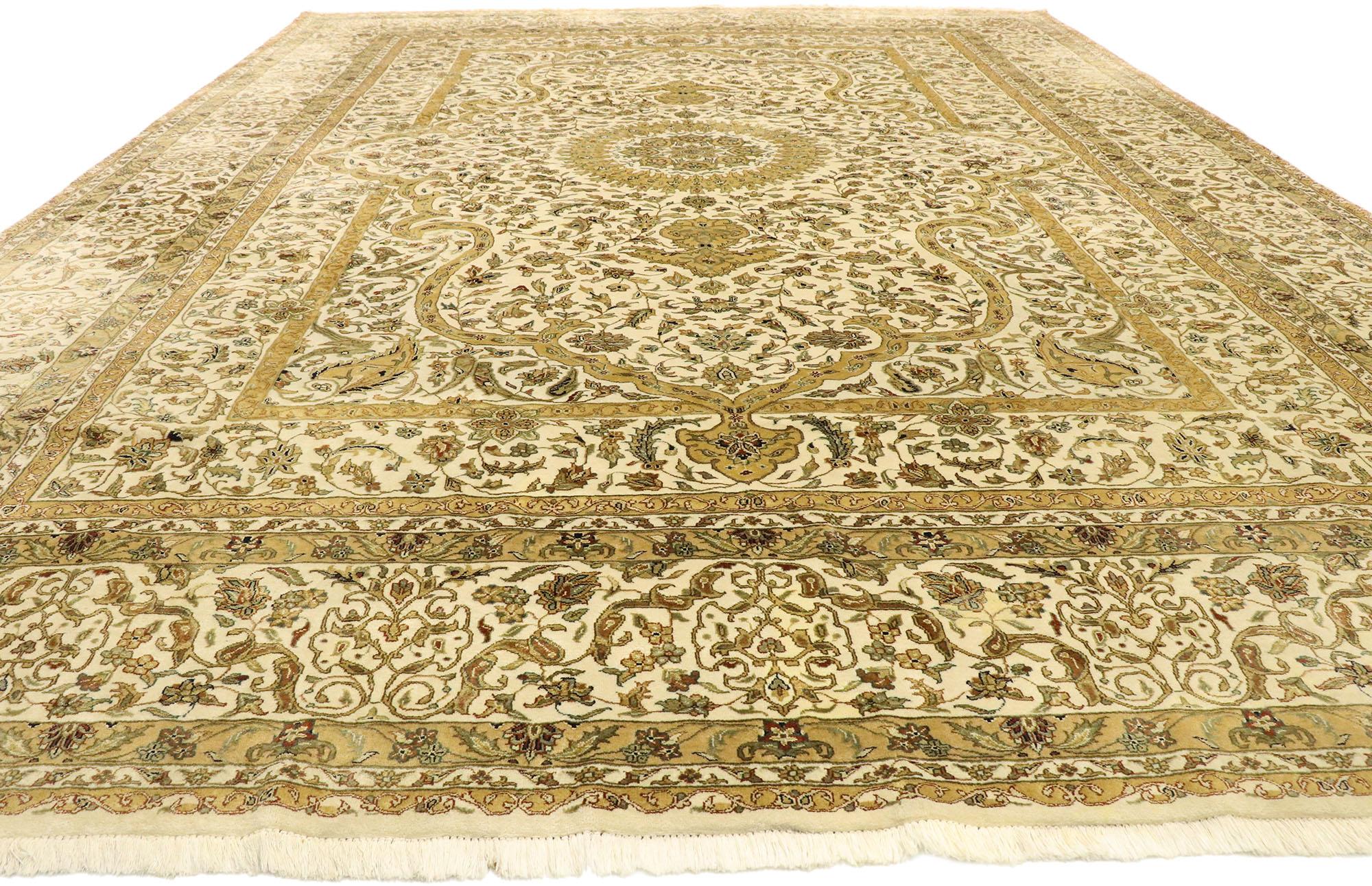 Hand-Knotted Vintage Indian Area Rug with French Neoclassical Renaissance Style