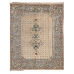 Vintage Indian Savonnerie Rug, European Charm Meets French Country Style