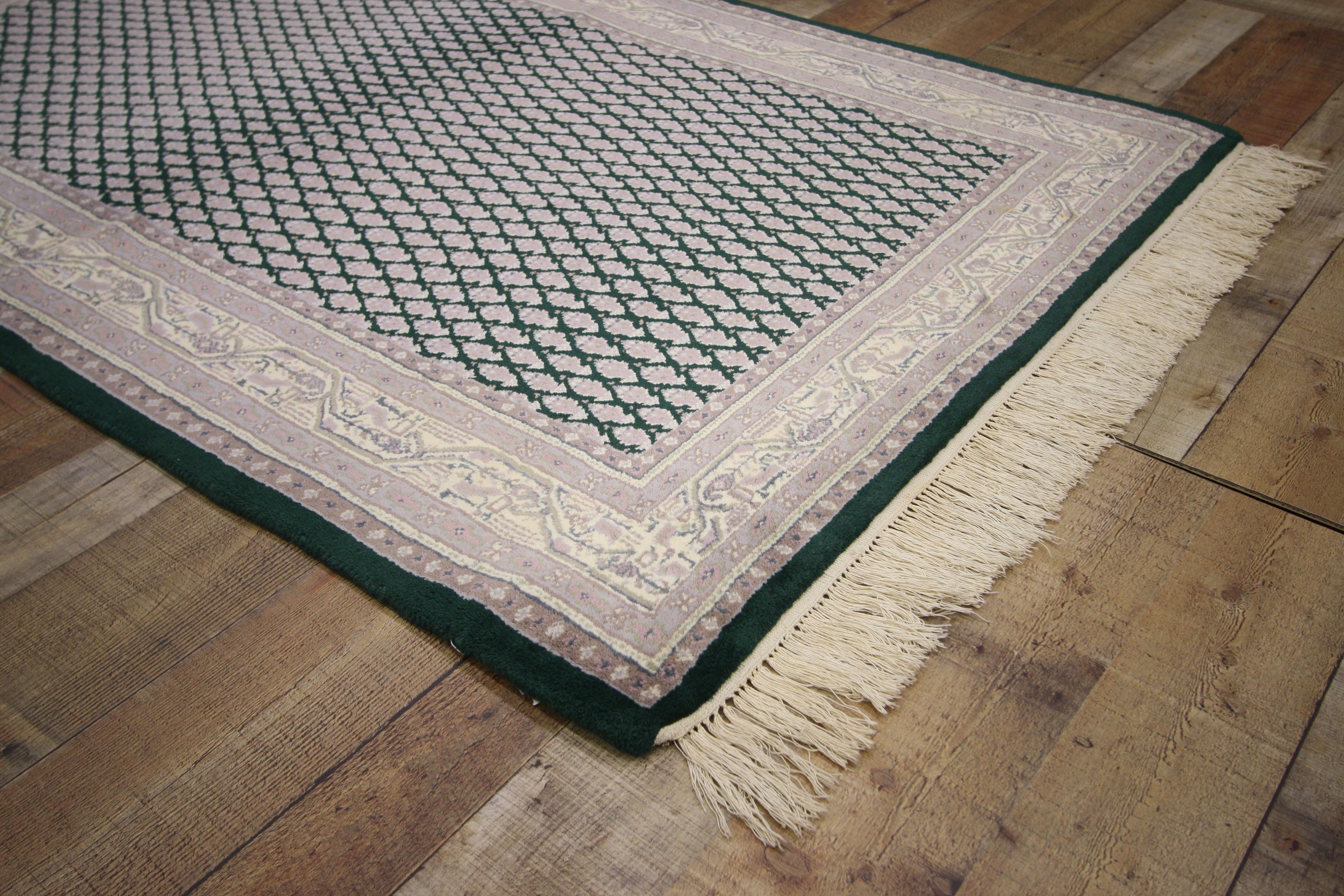 Indischer Vintage-Teppich im traditionellen, modernen Vintage-Stil (Wolle) im Angebot