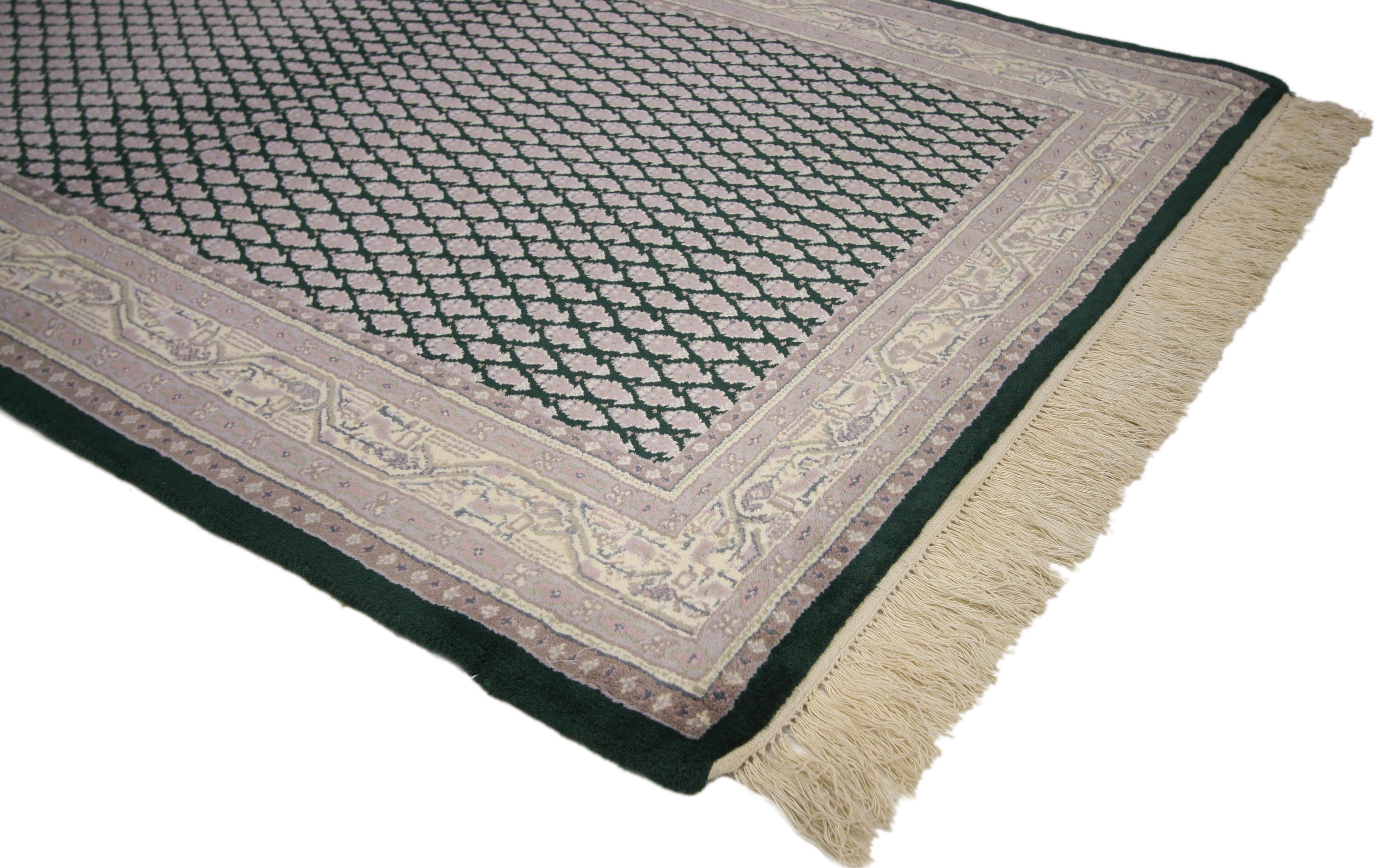 Hand-Knotted Vintage Indian Area Rug with Traditional Modern Style For Sale