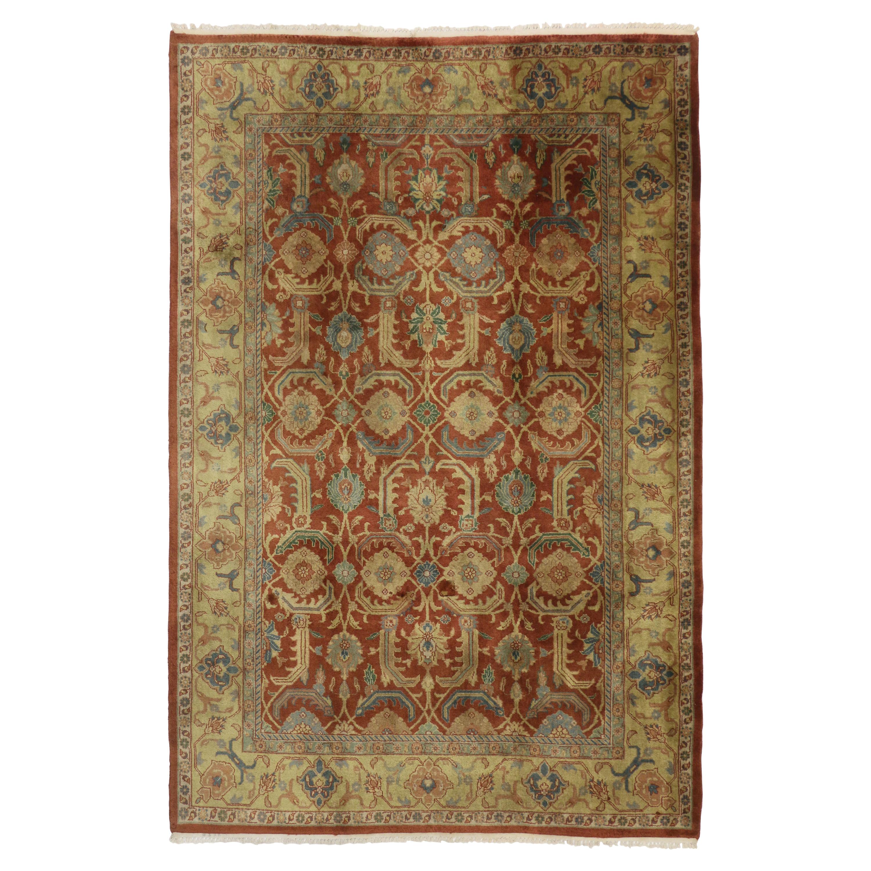 Vintage Indian Area Rug with Traditional Persian Style For Sale