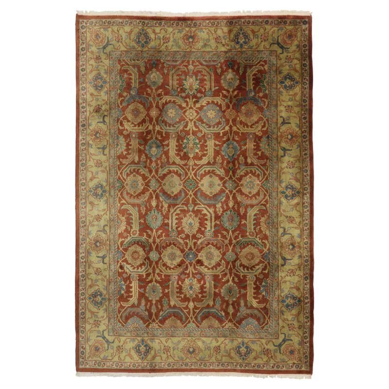 Round Vintage Indian Rug with Traditional Style at 1stDibs