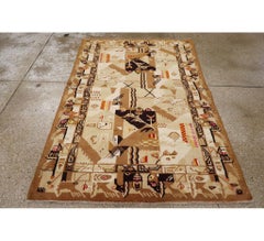 Vintage Indian Art Deco Rug Inspired By Edward McKnight Kauffer