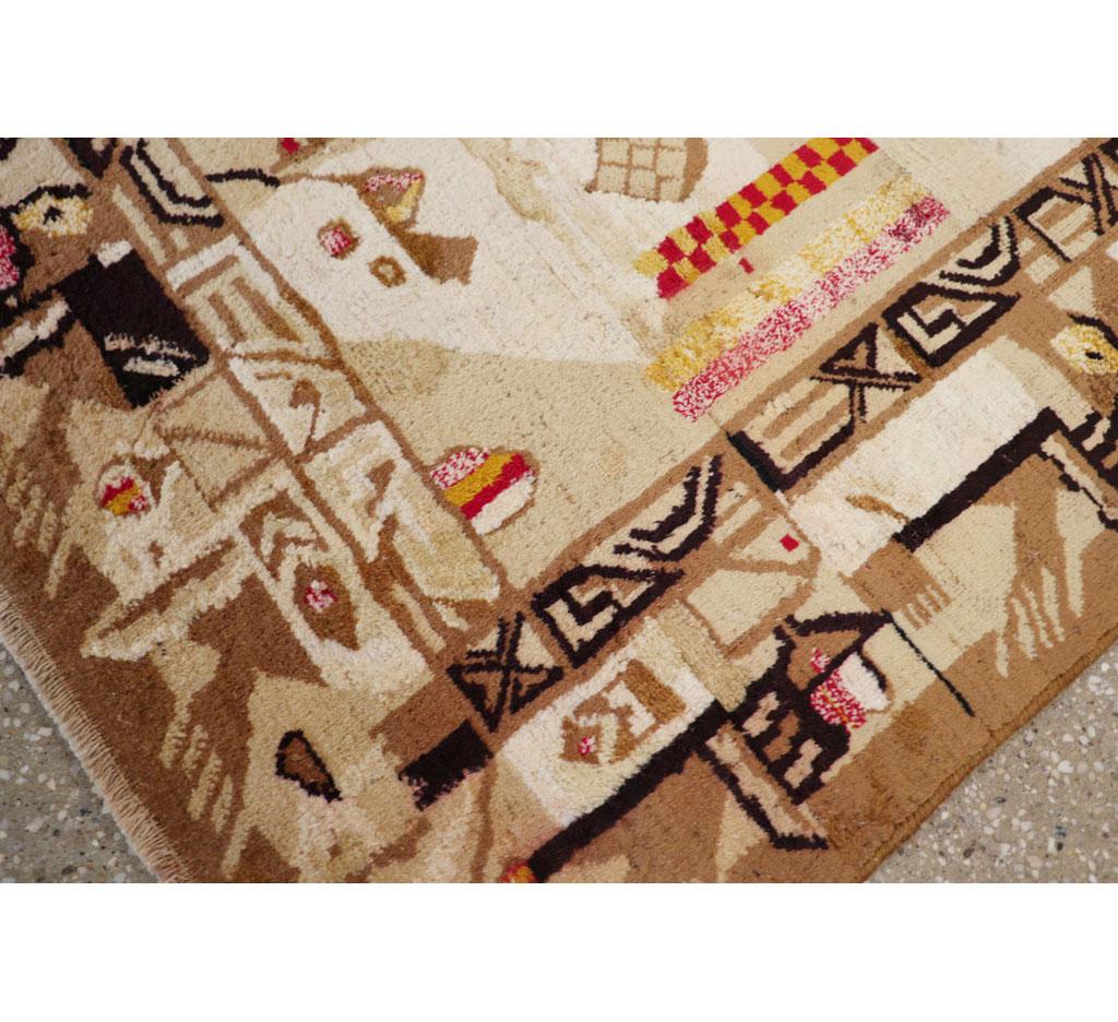 Indischer Art-déco-Teppich im Vintage-Stil, inspiriert von Edward McKnight Kauffer (Wolle) im Angebot