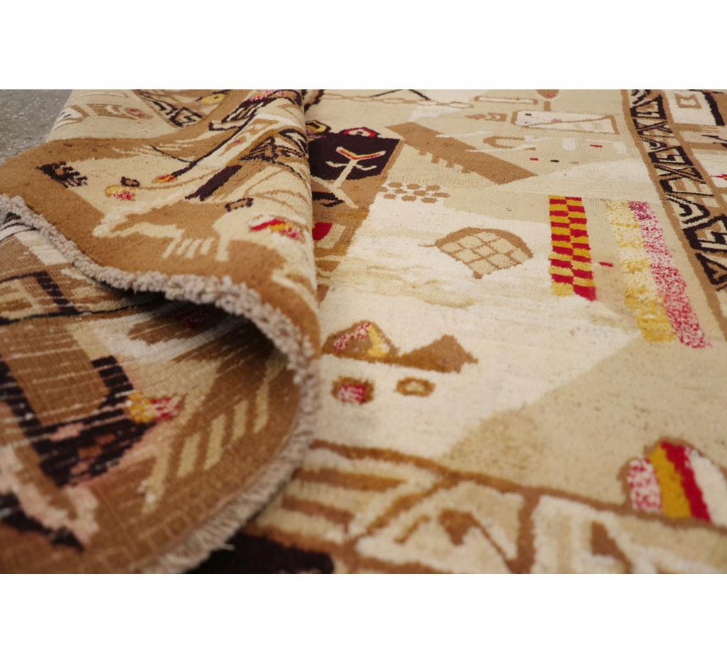 Indischer Art-déco-Teppich im Vintage-Stil, inspiriert von Edward McKnight Kauffer im Angebot 1