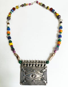 Vintage Indian Asian silver Gemstone necklace Tribal Jewellery