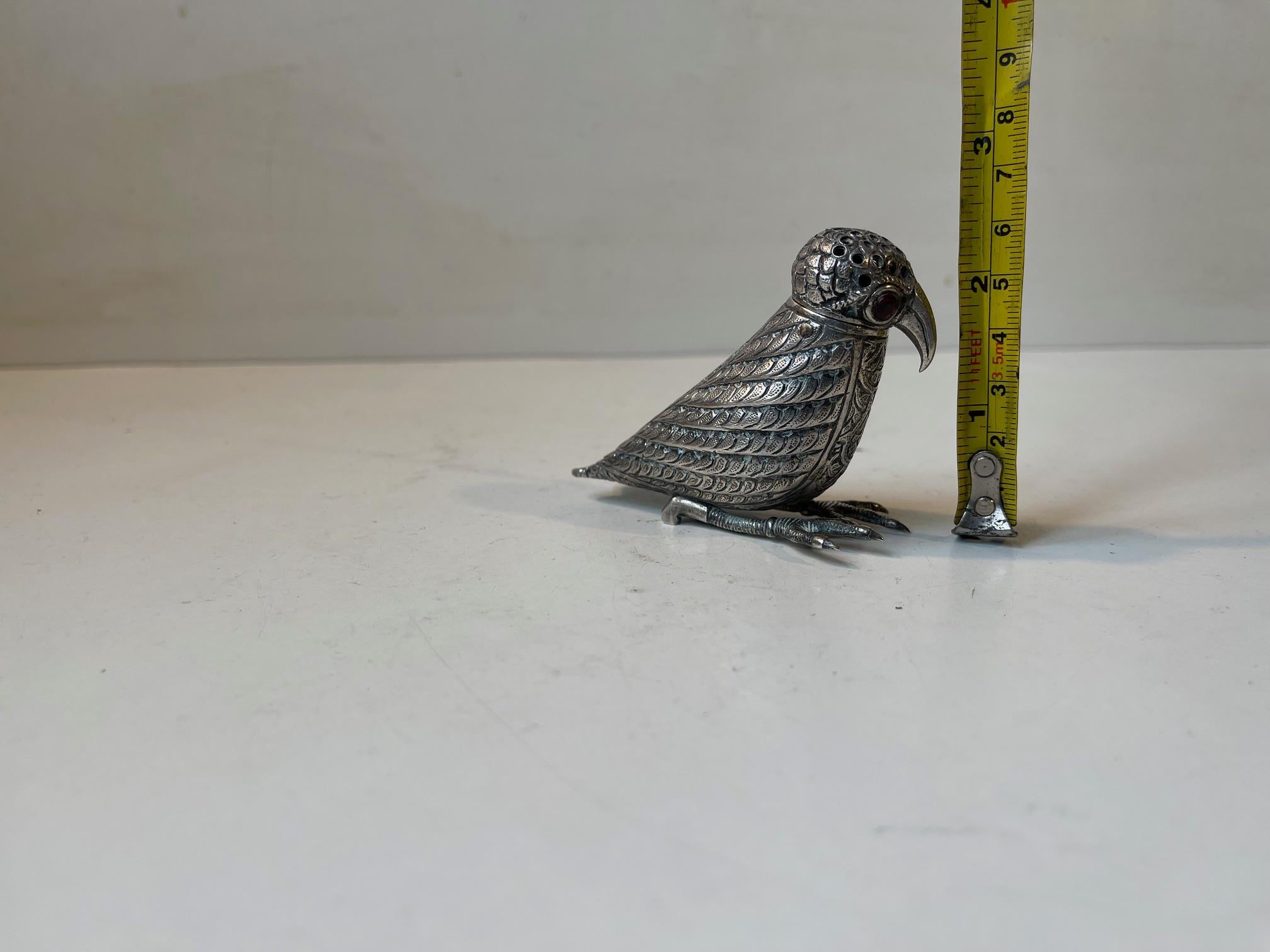 Vintage Indian Bird Sugar Shaker in Silver, Kashmiri Style For Sale 3