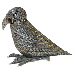 Vintage Indian Bird Sugar Shaker in Silver, Kashmiri Style