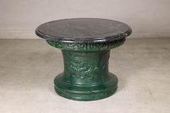 Vintage Indian Black Marble Round Tabletop, Sold Individually