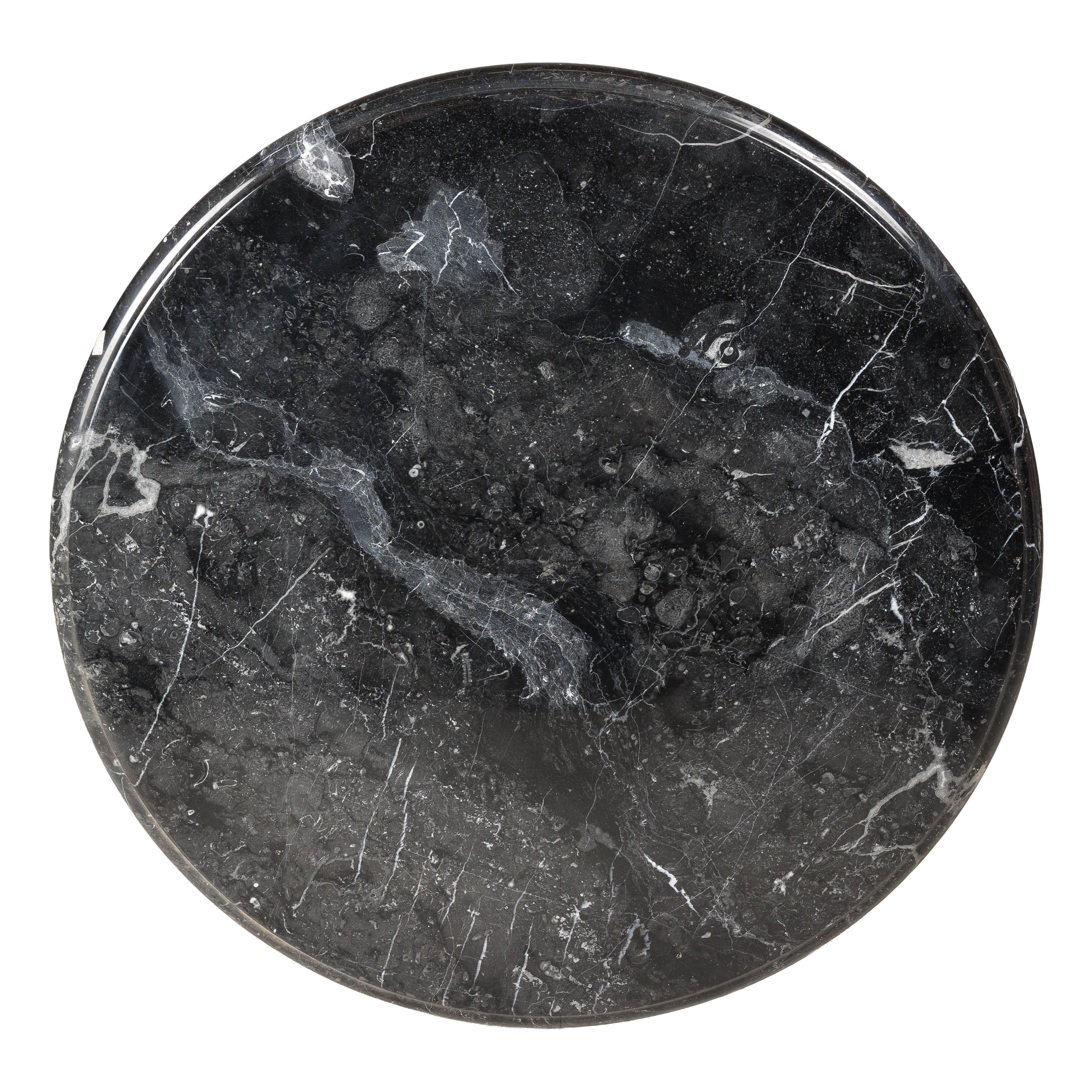 Vintage Indian Black Marble Round Tabletop, Sold Individually For Sale