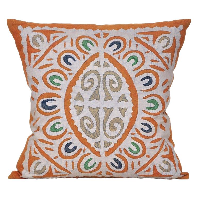 Vintage Indian Blue and Green Patchwork Pillow with Irish Linen Cushion at 1stDibs vintage