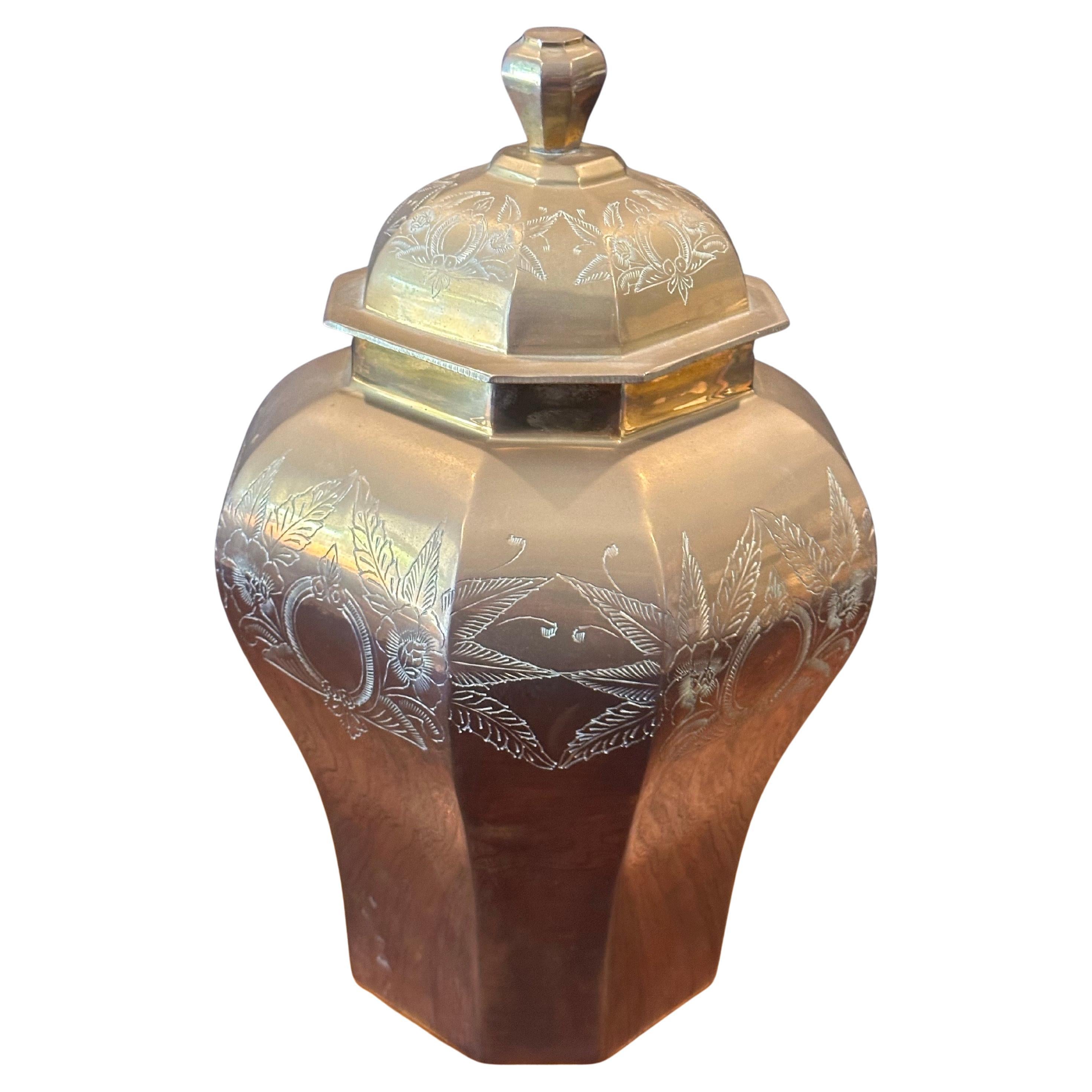 Vintage Indische Urne mit Deckel aus Messing im Angebot 6