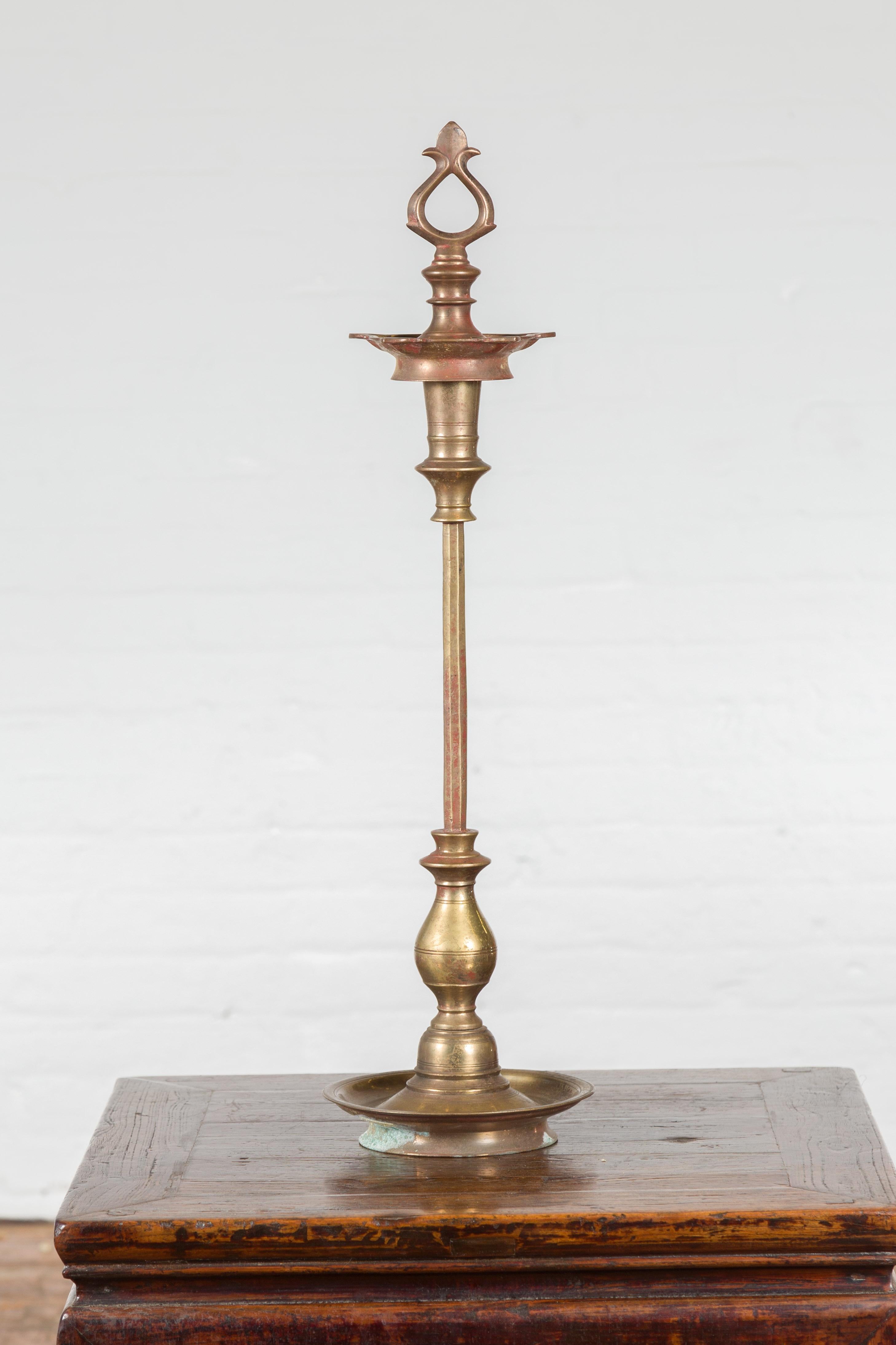 20th Century Vintage Indian Brass Candle Pricket For Sale
