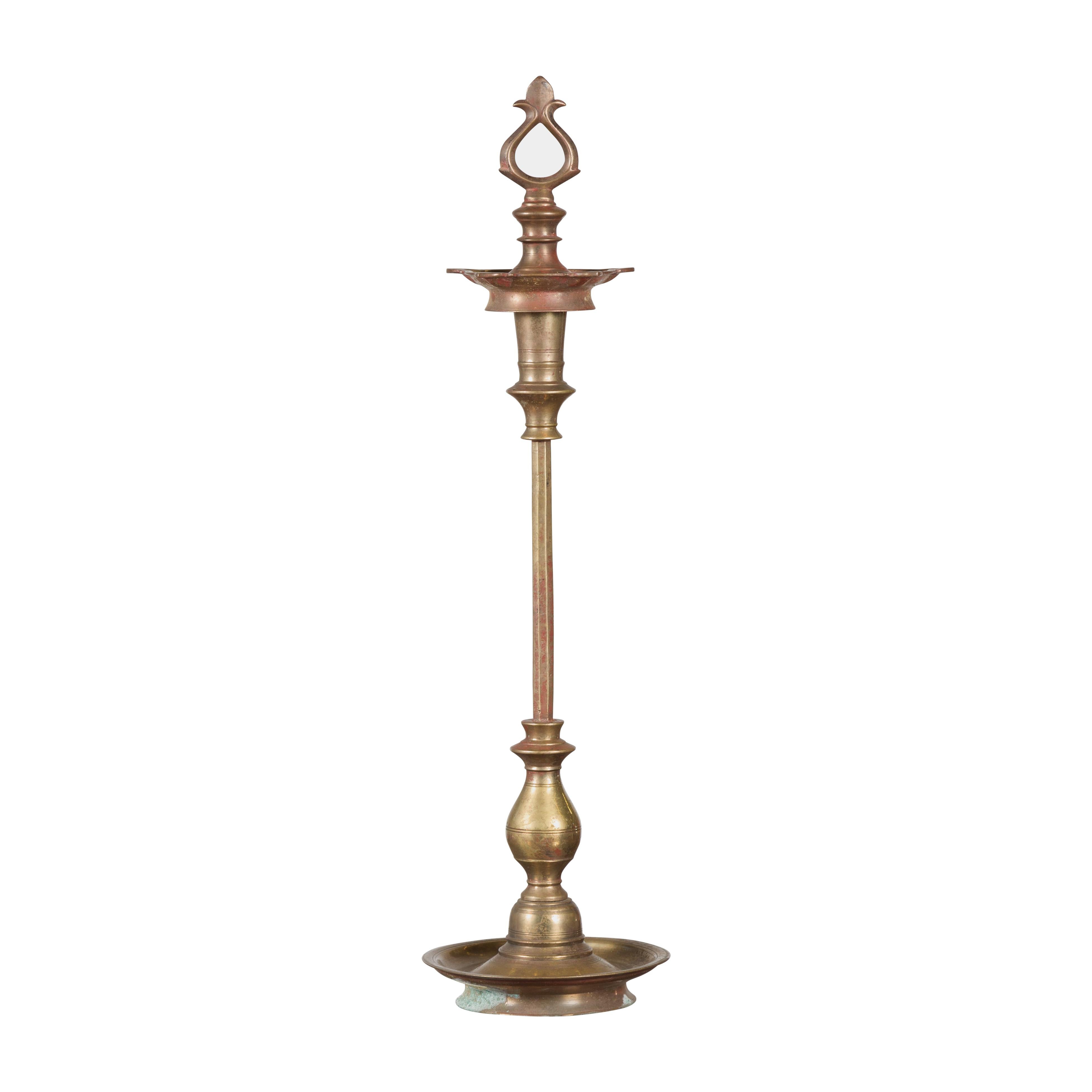 Vintage Indian Brass Candle Pricket For Sale