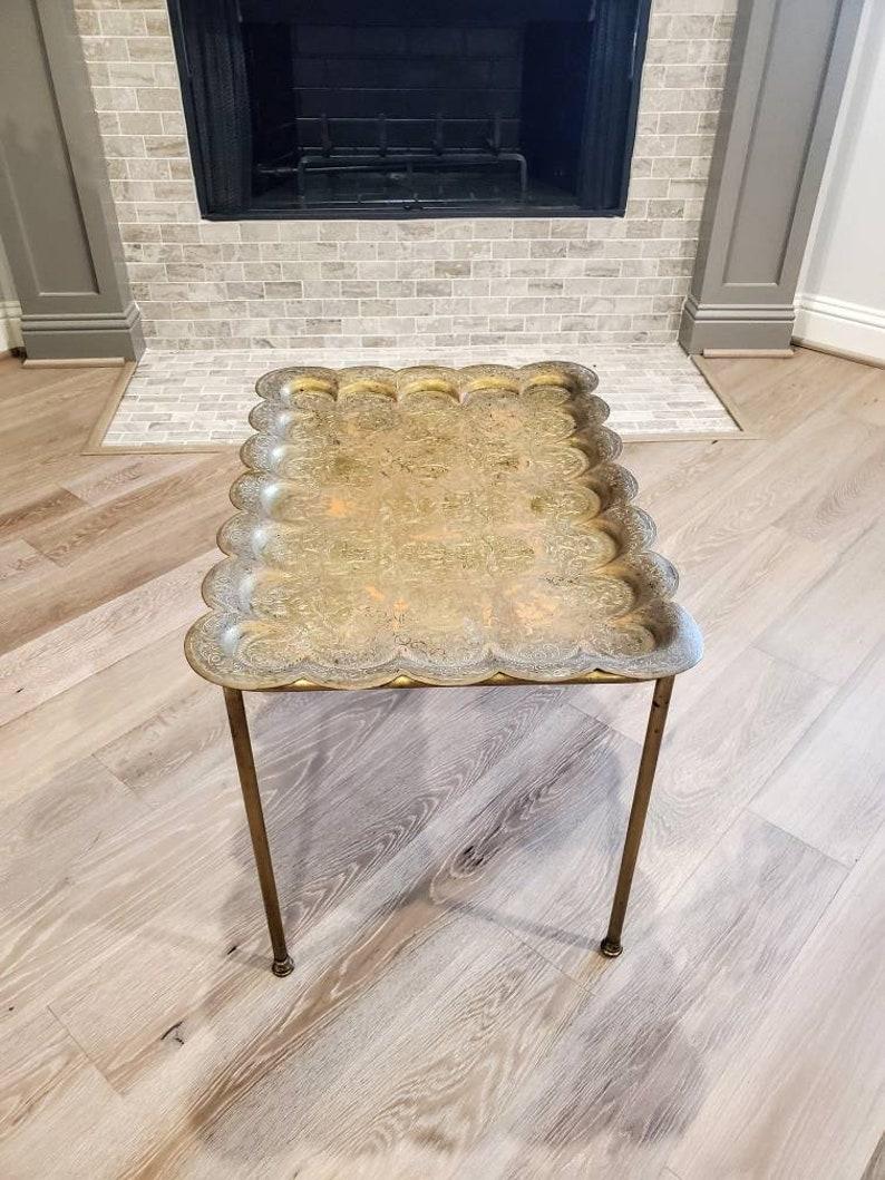 Vintage Indian Brass Tray Table For Sale 3