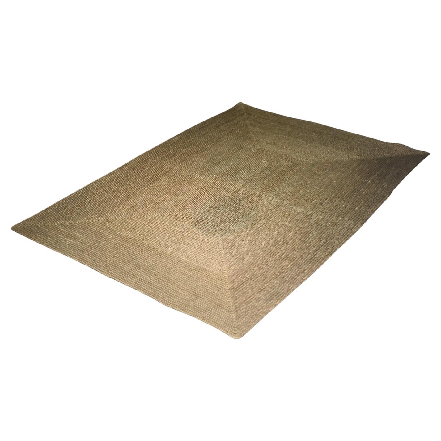 Vintage Indian Brauner flachgewebter Juteteppich, 1970er Jahre