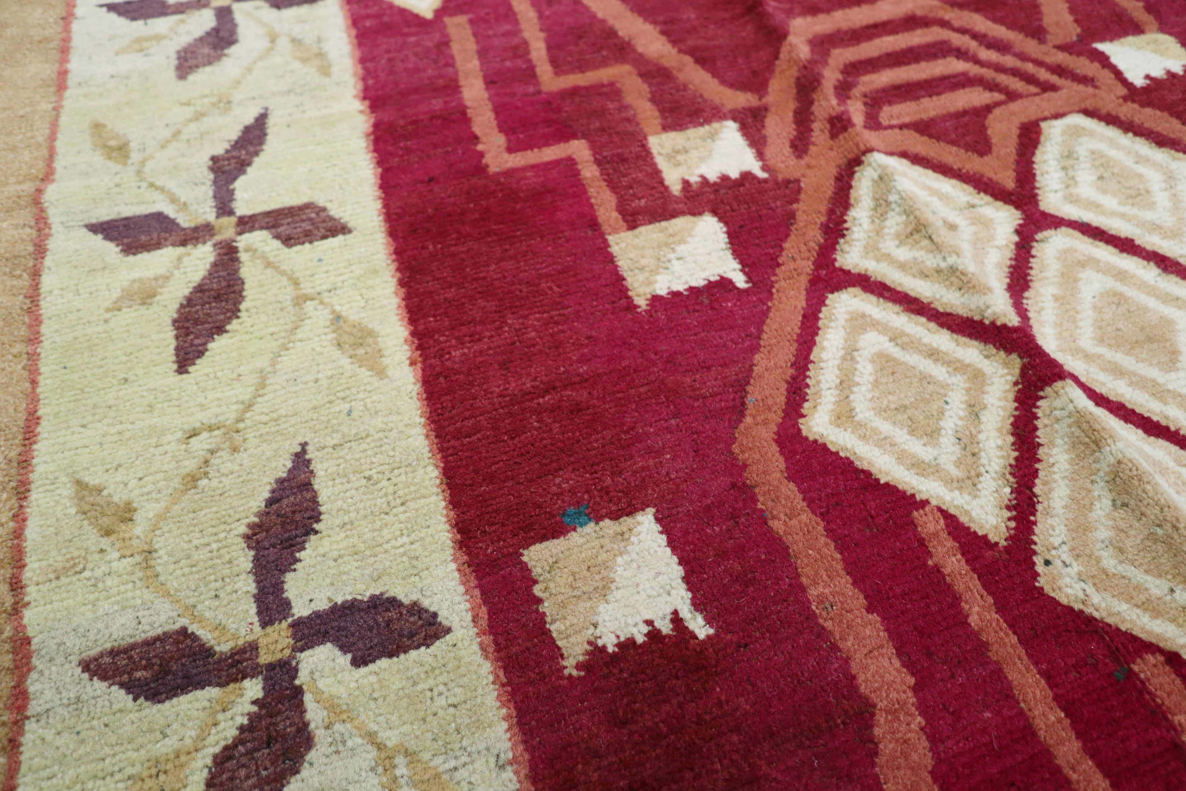 Hand-Knotted Vintage Indian Room Size Carpet For Sale