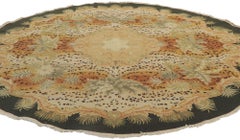 Vintage Indian Chain Stitch Round Area Rug