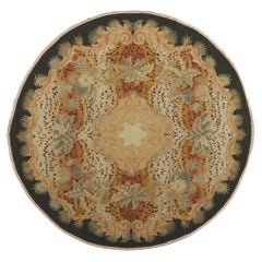 Vintage Indian Chain Stitch Round Area Rug