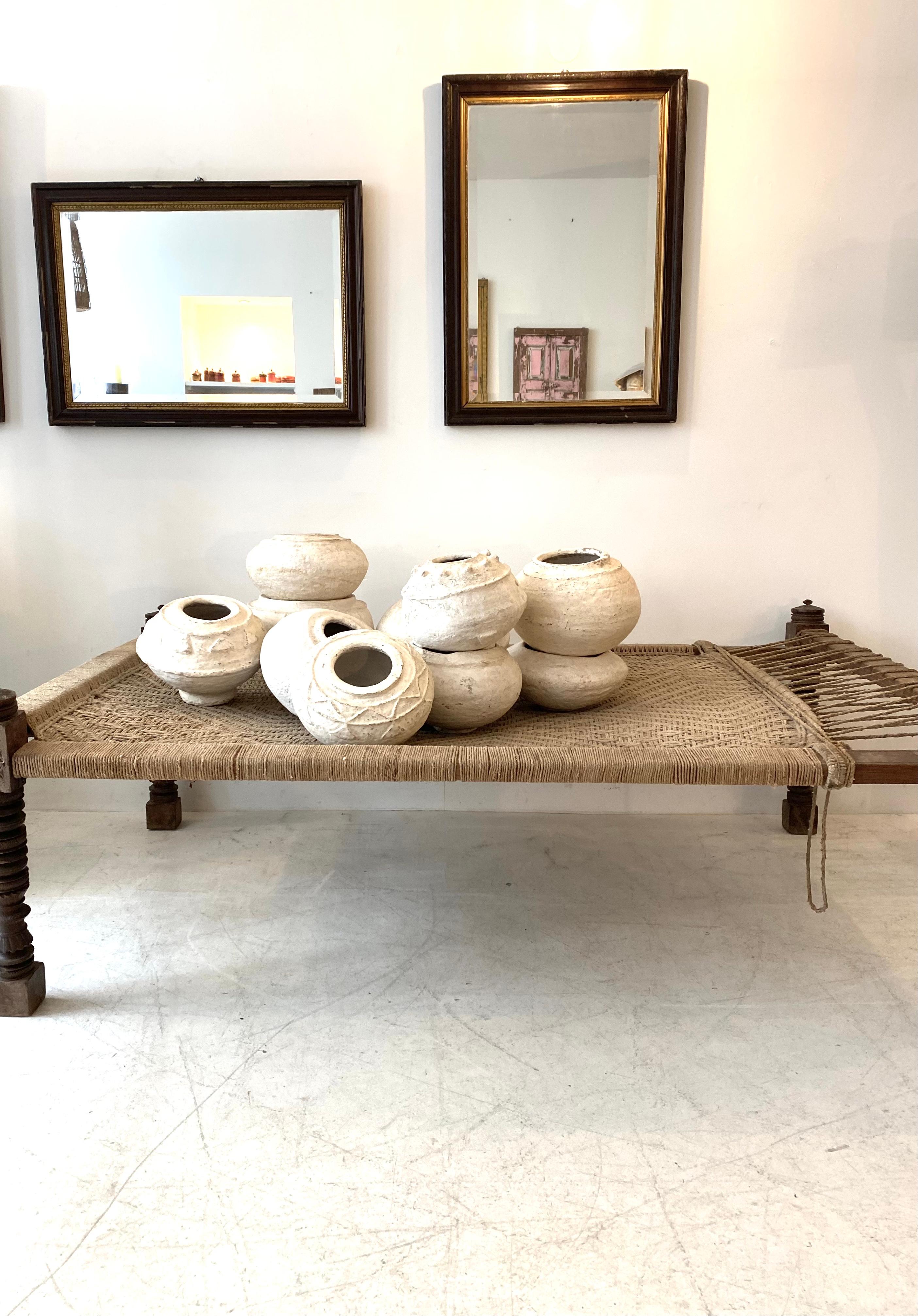 Hand-Carved Vintage Indian charpoi bench For Sale