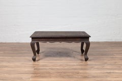 Vintage Indian Coffee Table with Brushed Metal Patina over Wood and Floral Décor