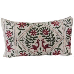 Vintage Indian Colorful Floral Embroidered Decorative Bolster Pillow