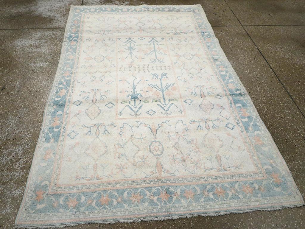 Vintage Indian Cotton Agra Accent Rug For Sale 1