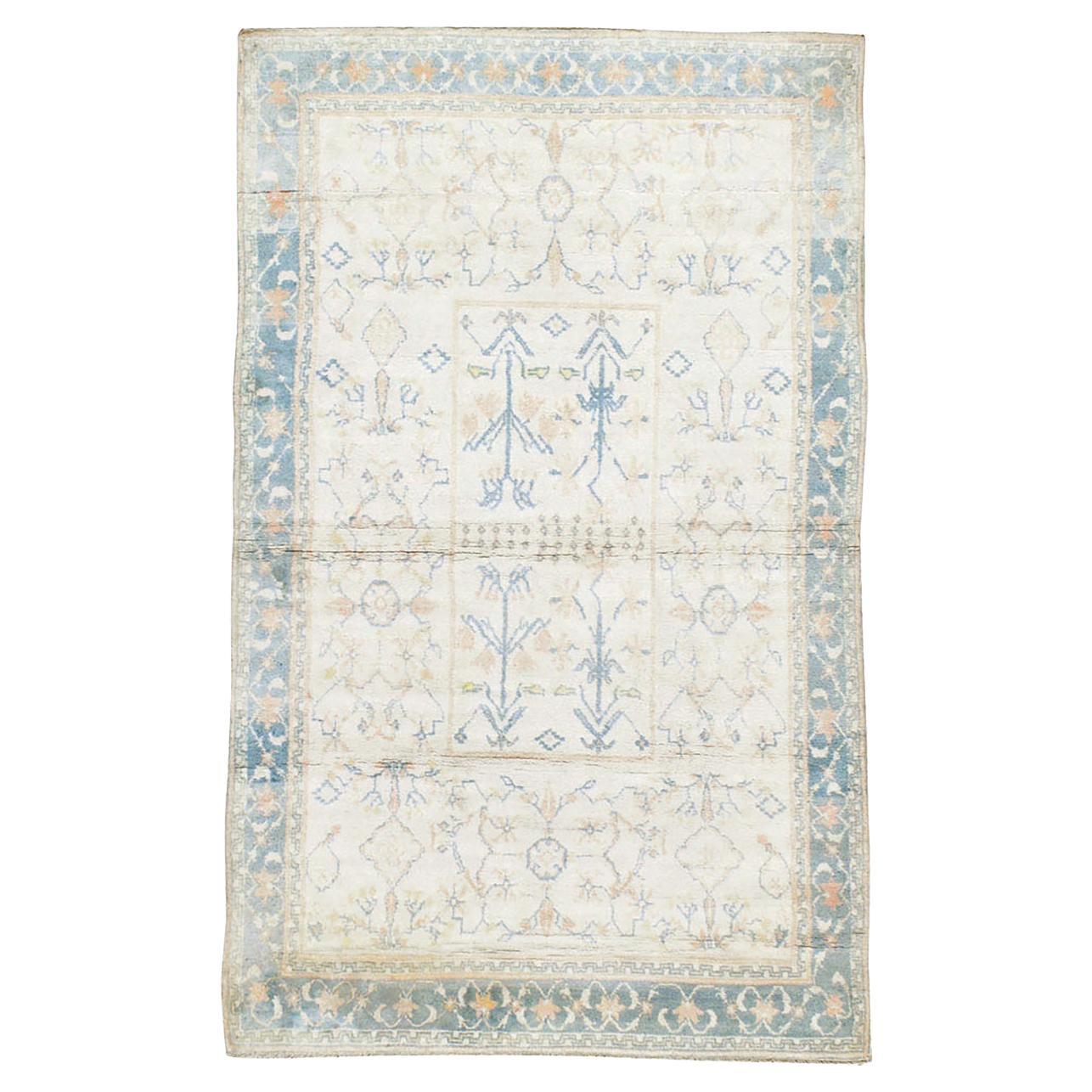 Vintage Indian Cotton Agra Accent Rug For Sale