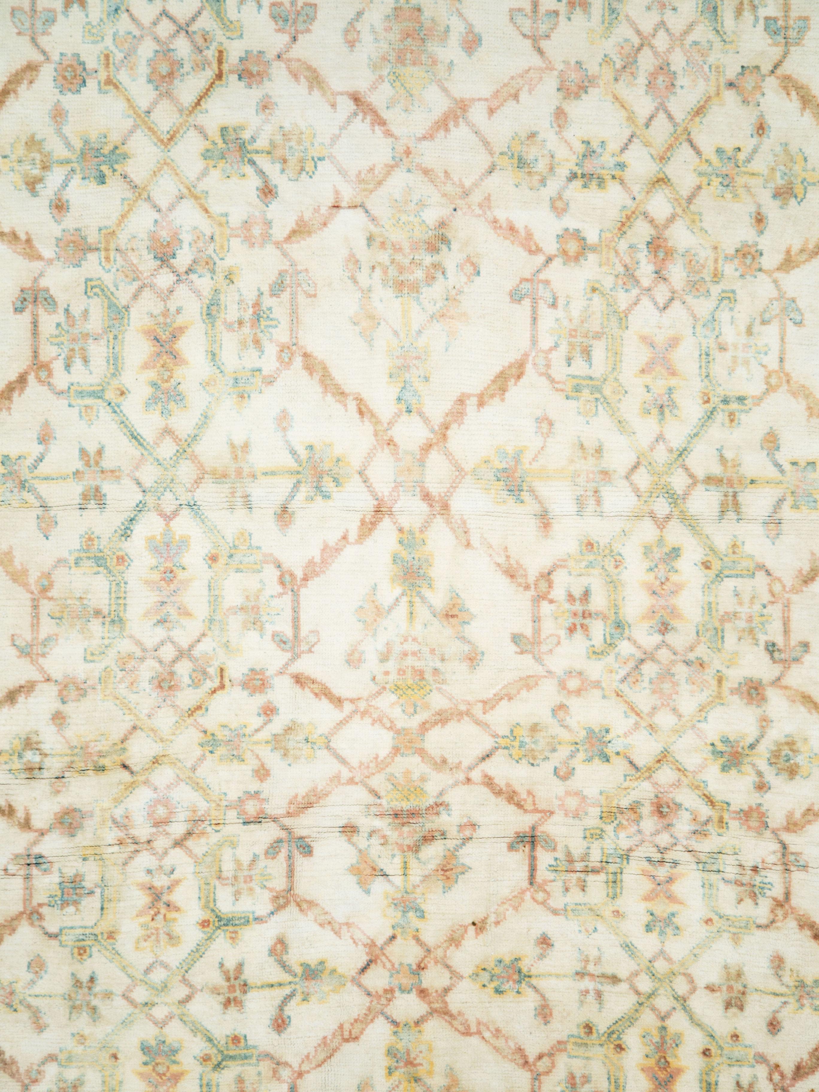A vintage Indian cotton Agra carpet from the mid-20th century.