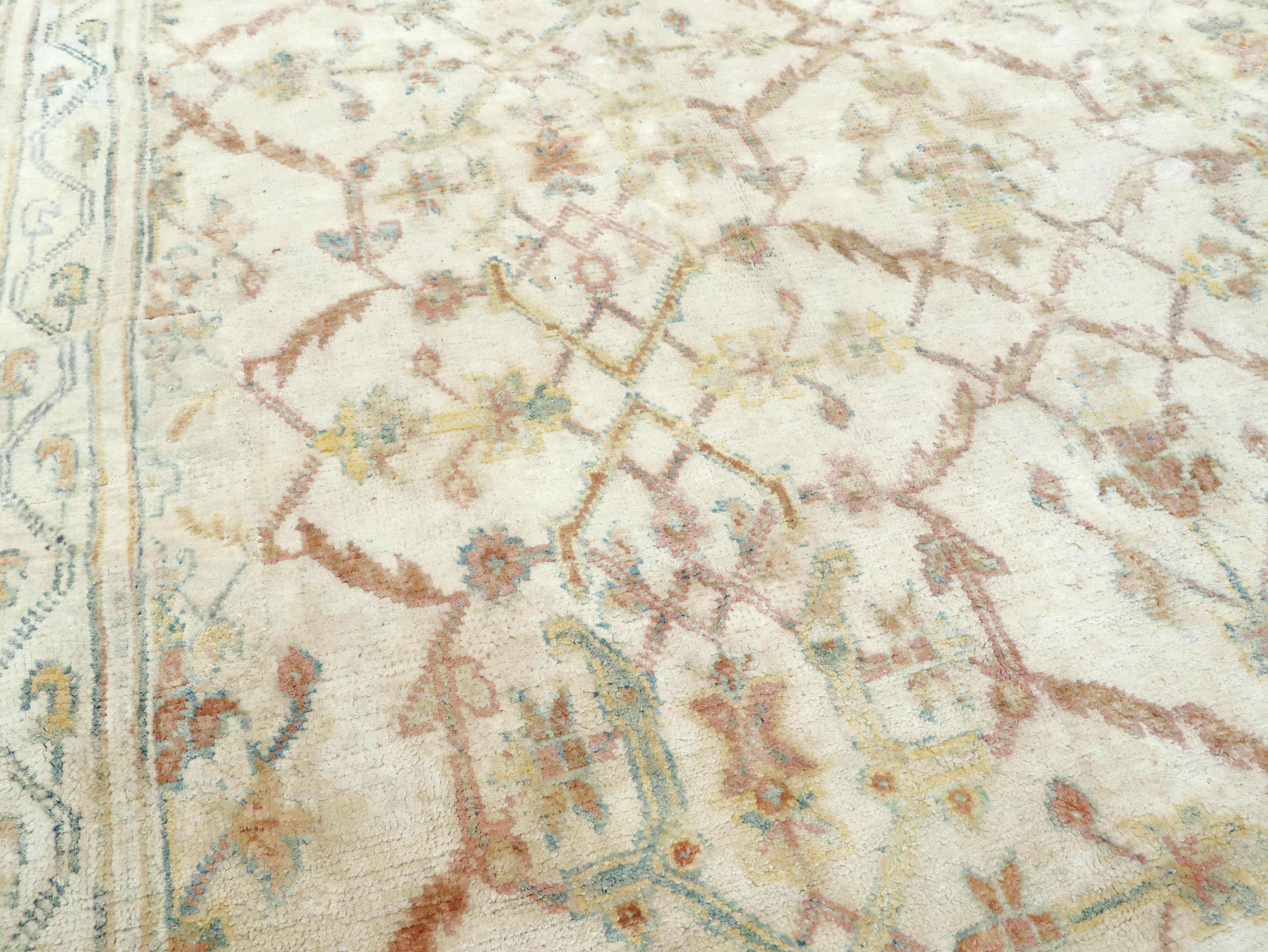 Vintage Indian Cotton Agra Carpet 1