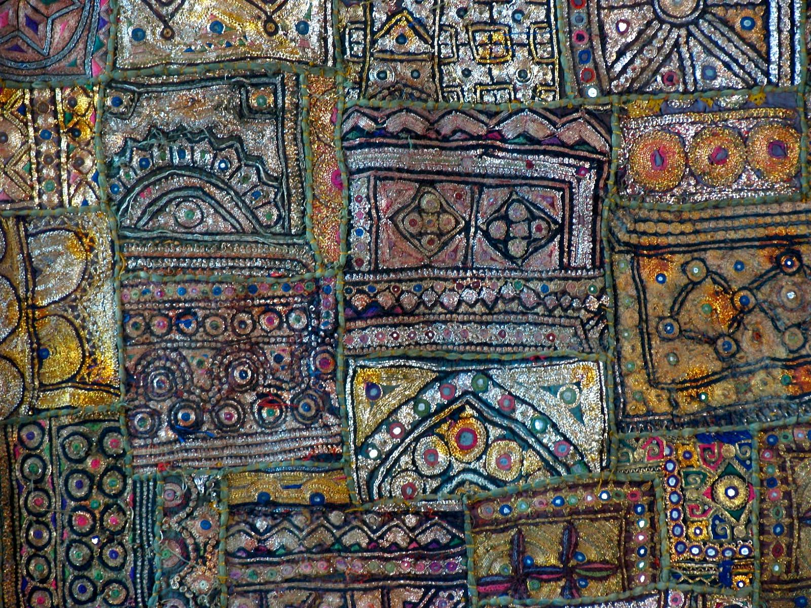 Vintage Indian Decorative Embroidered Patchwork Tapestry In Good Condition For Sale In New York, NY