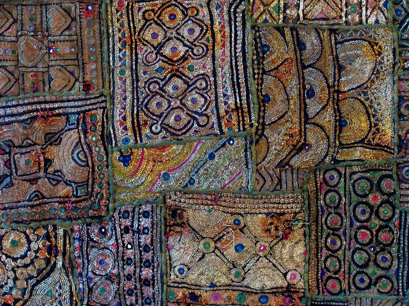 Textile Vintage Indian Decorative Embroidered Patchwork Tapestry For Sale
