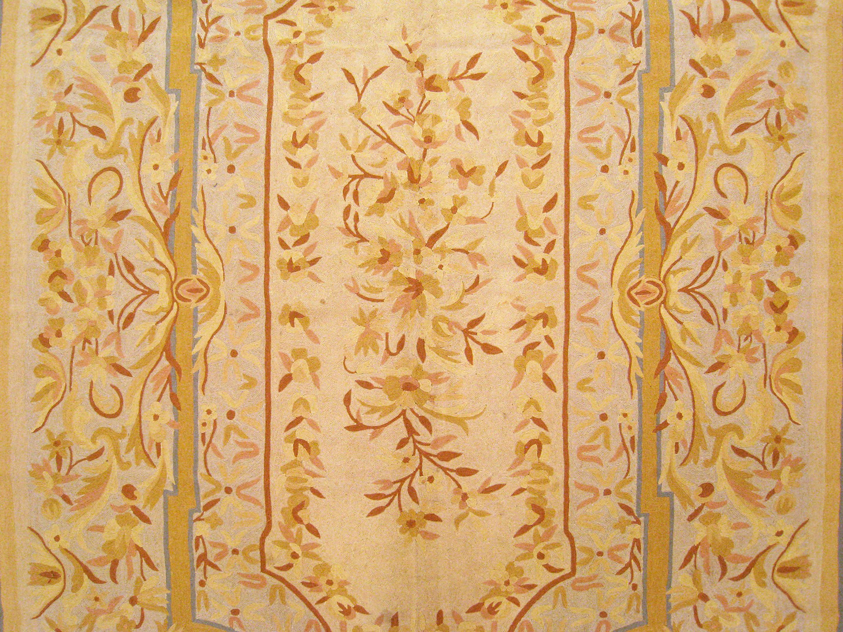 Indischer dekorativer orientalischer Vintage-Teppich mit Kettenstich in Zimmergröße (Wolle) im Angebot