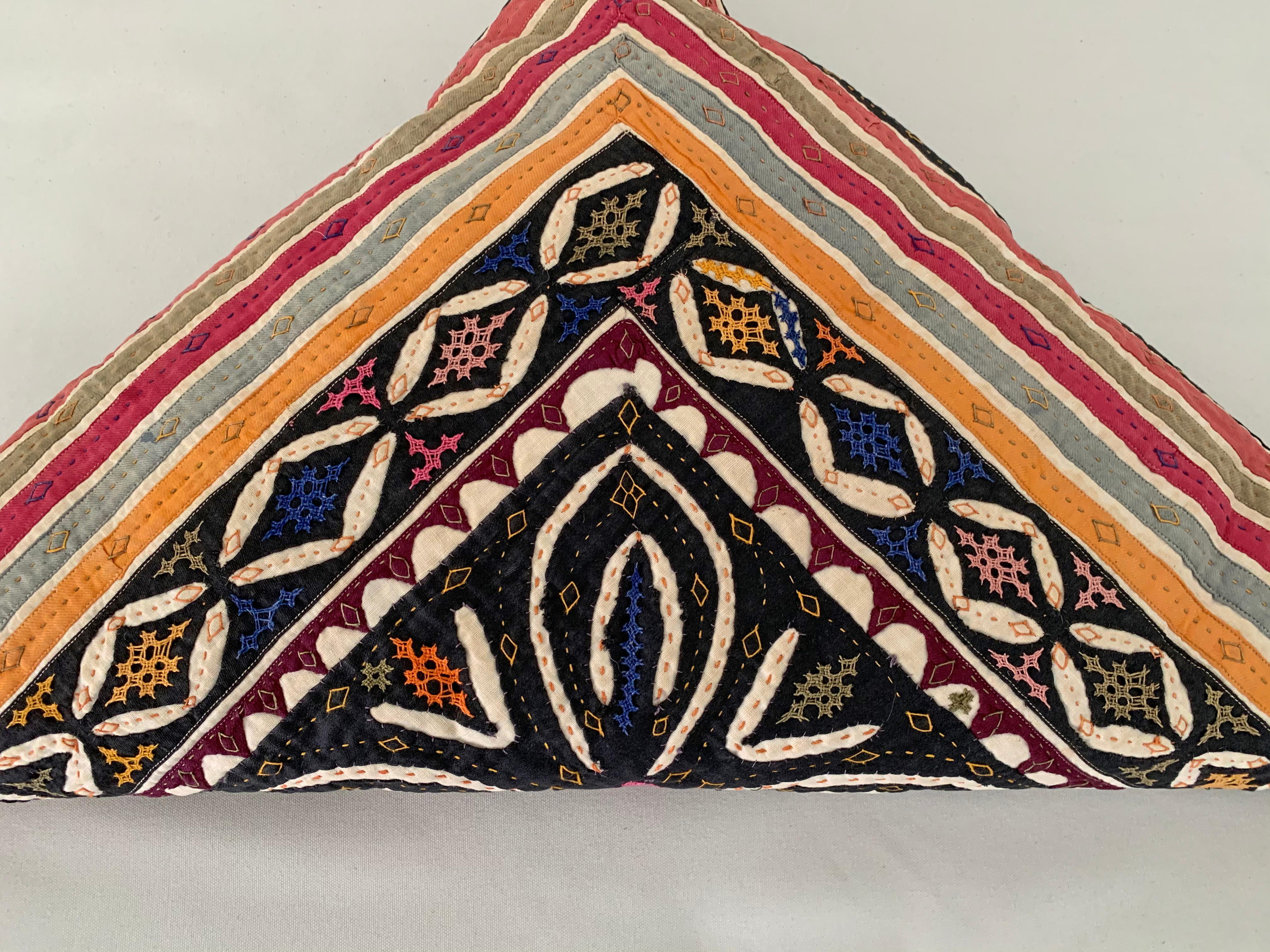 Other Vintage Indian Decorative Pillow with Colourful Embroidery