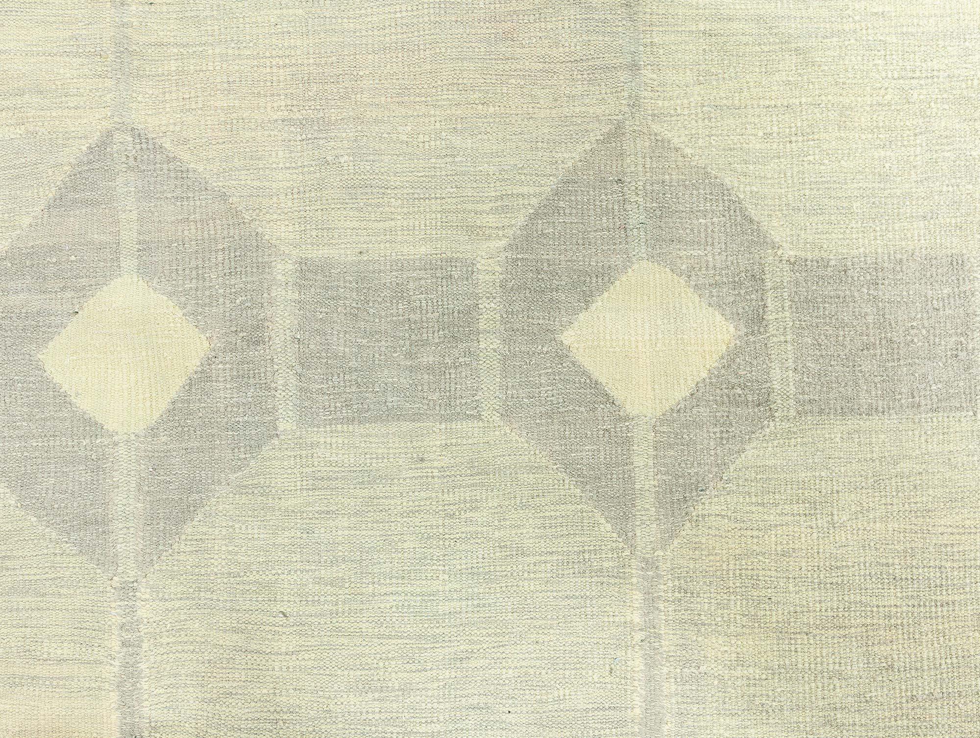 Indischer Dhurrie Grüner Teppich Doris Leslie Blau, Vintage im Angebot 4