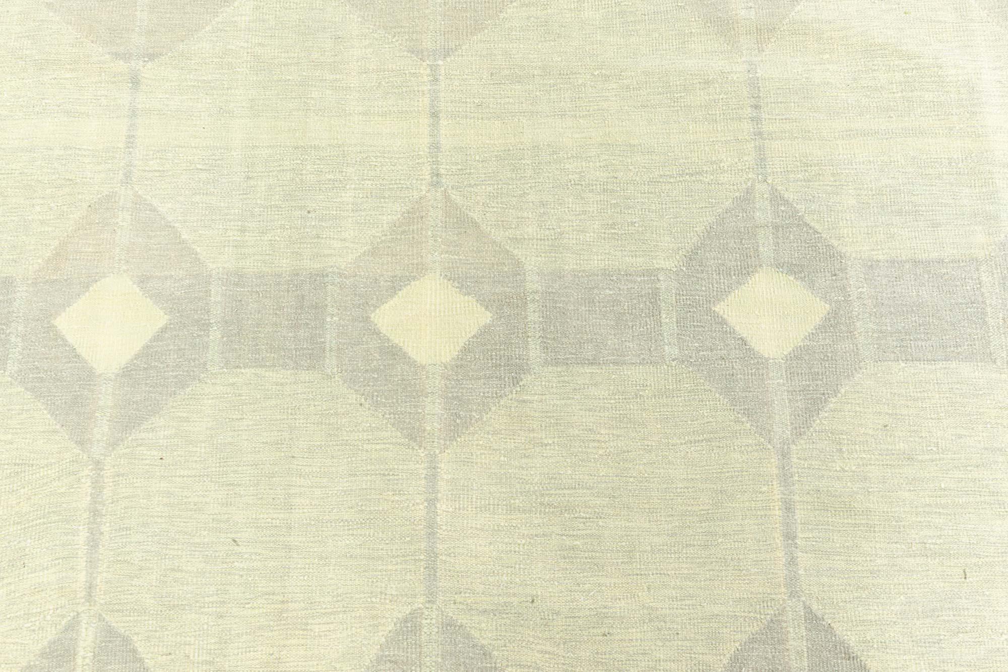 Indischer Dhurrie Grüner Teppich Doris Leslie Blau, Vintage im Zustand „Gut“ im Angebot in New York, NY