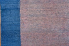 Vintage Indian Dhurrie Large Rug, Pink Open Field, Royal Blue Border, Circa 1960