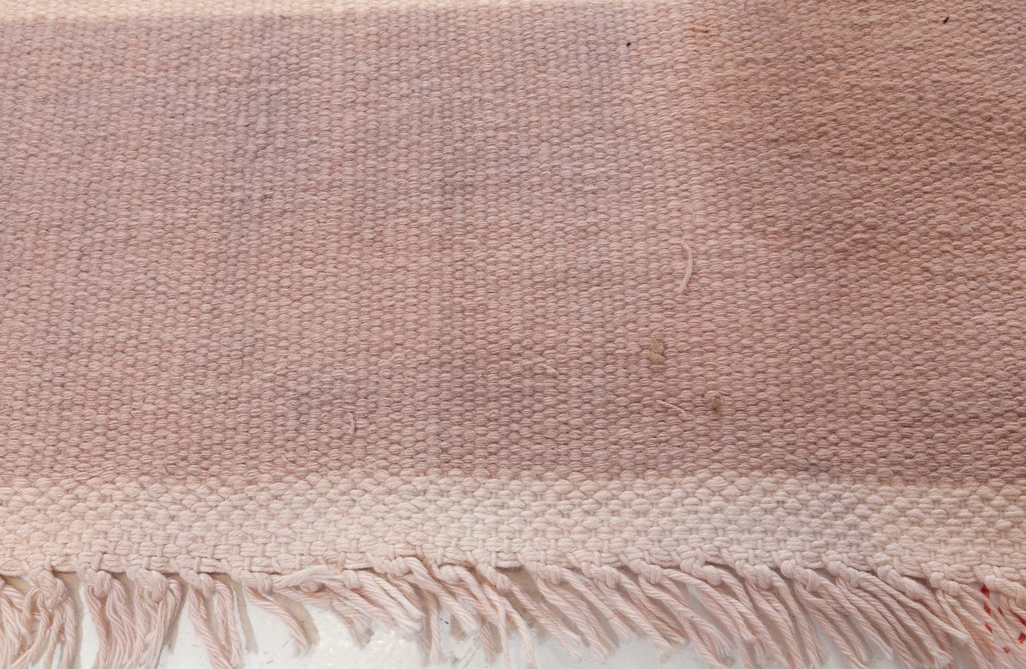 Vintage Indian Dhurrie Pink Purple Beige Runner In Good Condition For Sale In New York, NY